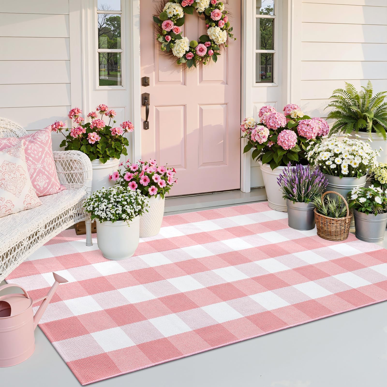 OLANLY Black and White Striped Rug 2'4" x 3'7" (27.5" x 43") – Washable Cotton Indoor Outdoor Doormat for Front Door, Entryway, Kitchen, Porch, Patio Decor