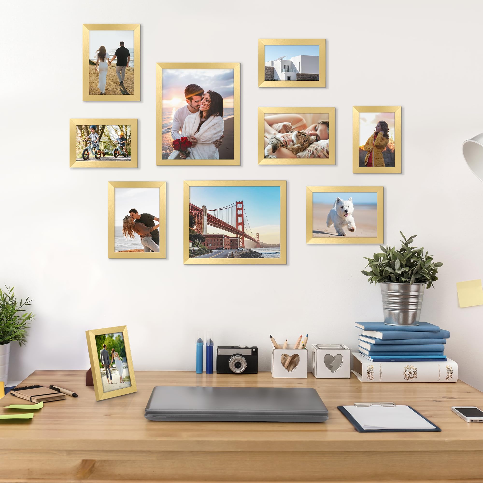 upsimples 10 Pack Picture Frames Collage Wall Decor for Mounting or Tabletop Display, Photo Gallery Frame Set for Family, Multi Sizes Including 8x10, 5x7, 4x6, Black