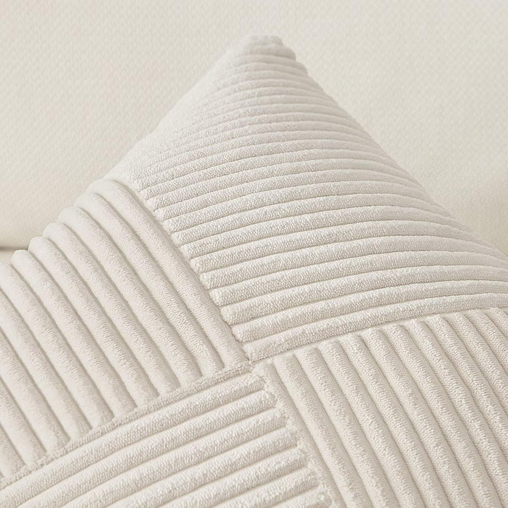 Topfinel Olive Green Decorative Throw Pillow Covers Set of 2 18x18 Inches for Couch Bed Sofa, Boho Aesthetic Home Decor, Soft Corduroy Striped Patchwork Windmill Textured Cushion Cases 45x45 cm