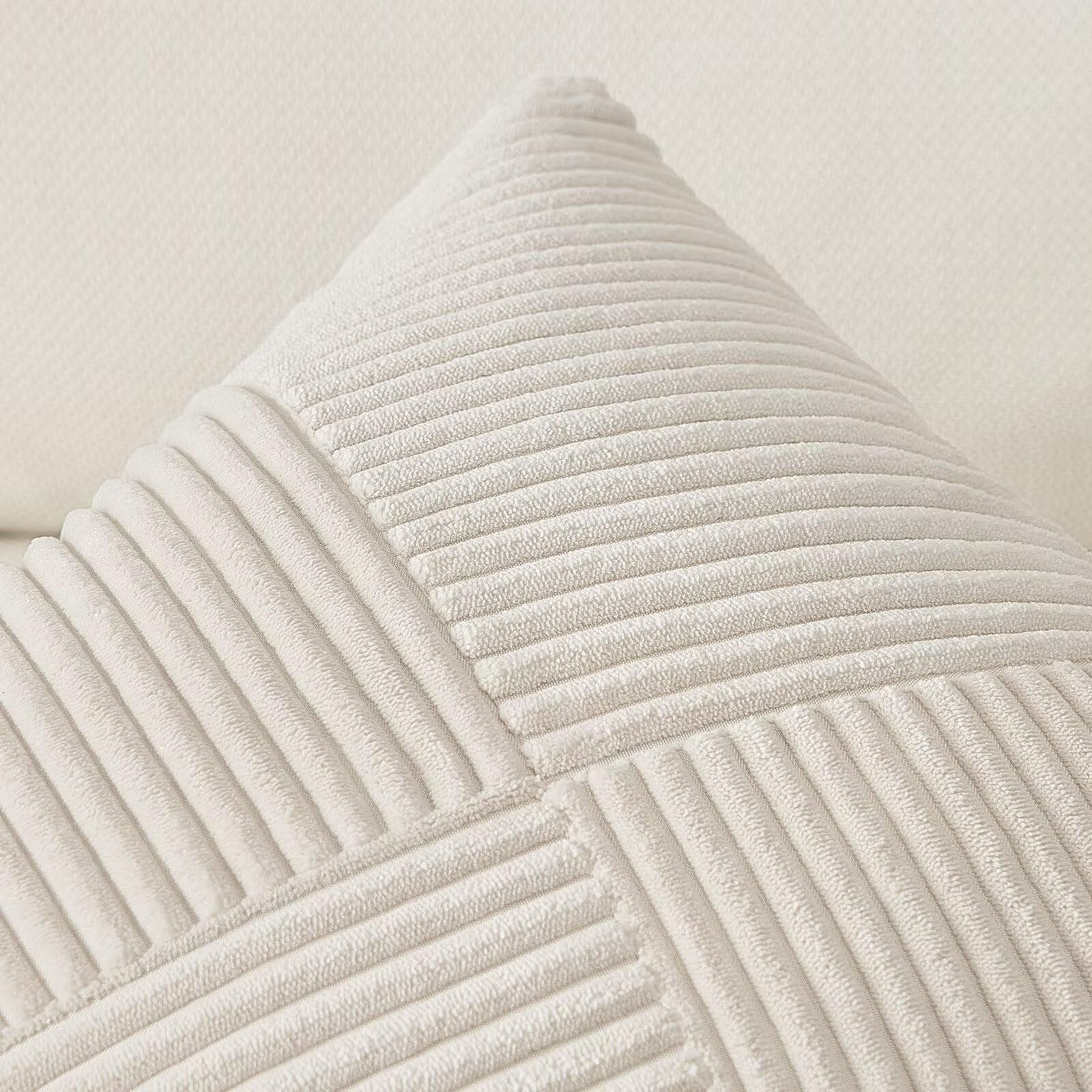 Topfinel Olive Green Decorative Throw Pillow Covers Set of 2 18x18 Inches for Couch Bed Sofa, Boho Aesthetic Home Decor, Soft Corduroy Striped Patchwork Windmill Textured Cushion Cases 45x45 cm