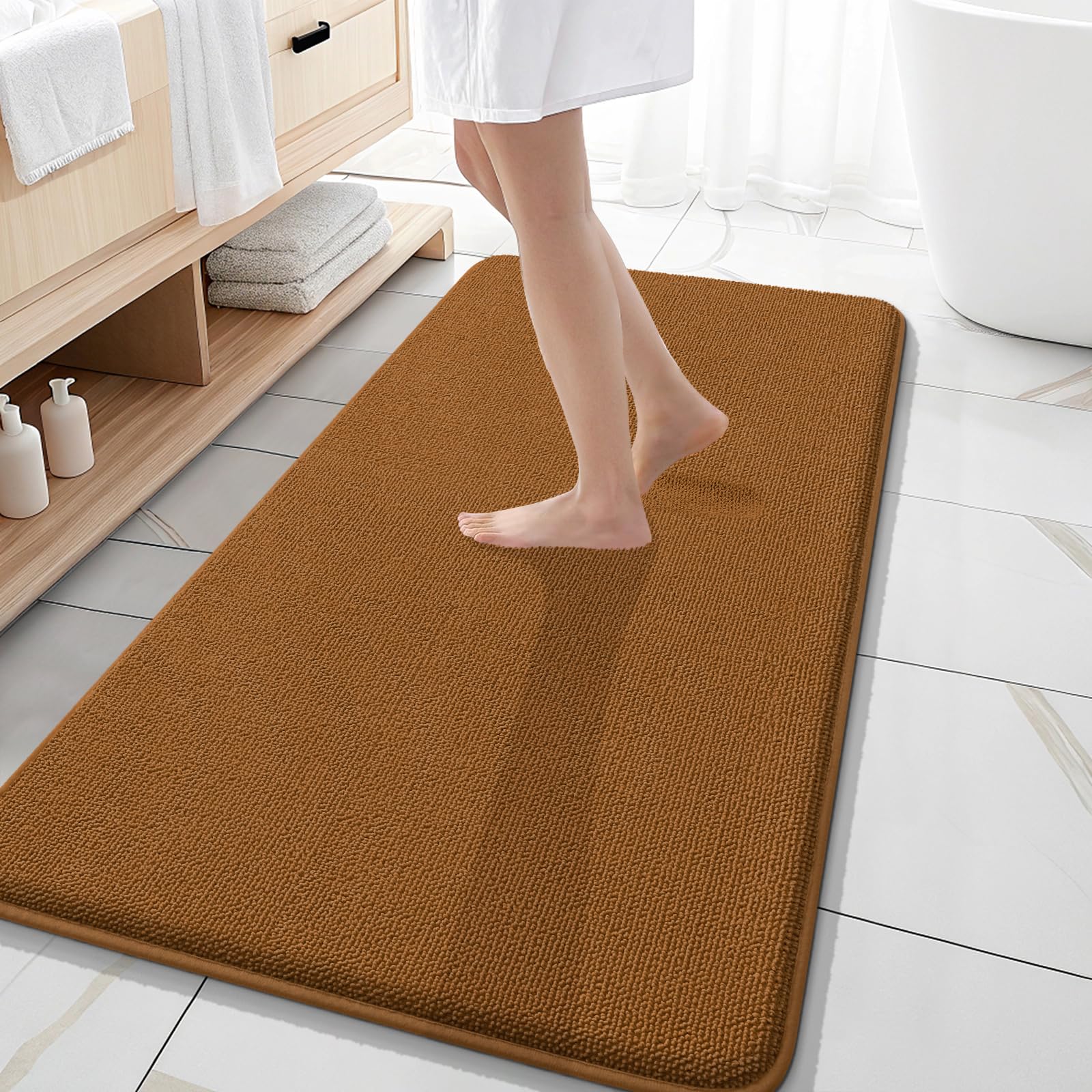 OLANLY Thick Memory Foam Bath Mat Rug 30x20, Extra Soft Absorbent Bathroom Rugs, Quick Dry Bath Mats, Non-Slip, Machine Washable Carpet for Bathroom, Tub and Shower, Home Decor Accessories, Grey