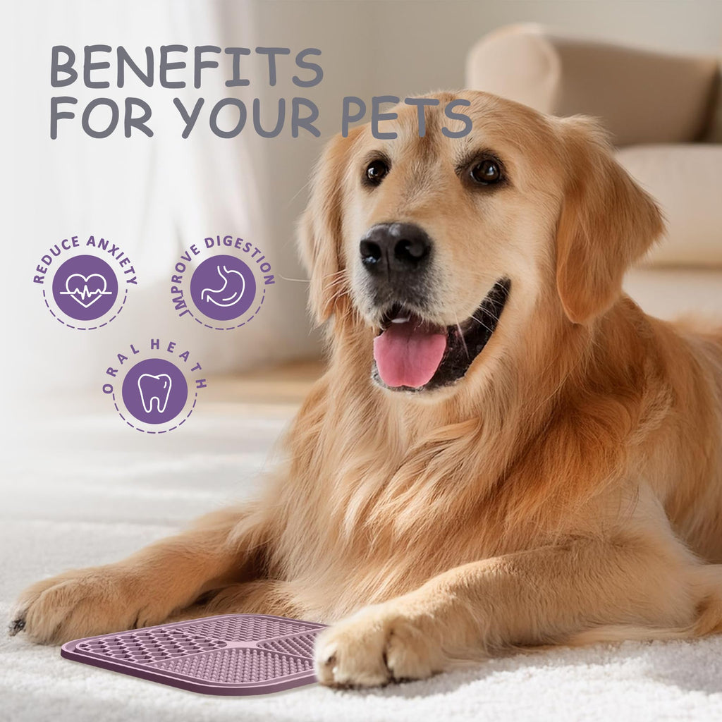 2 Pack Lick Mat for Dogs,Cats,Upgraded 8.5×8.5 inches Licking Mats with Suction Cups,Slow Feeder Licking Pad for Anxiety Relief and Boredom Reducer,Suitable for Dog Training Set 2