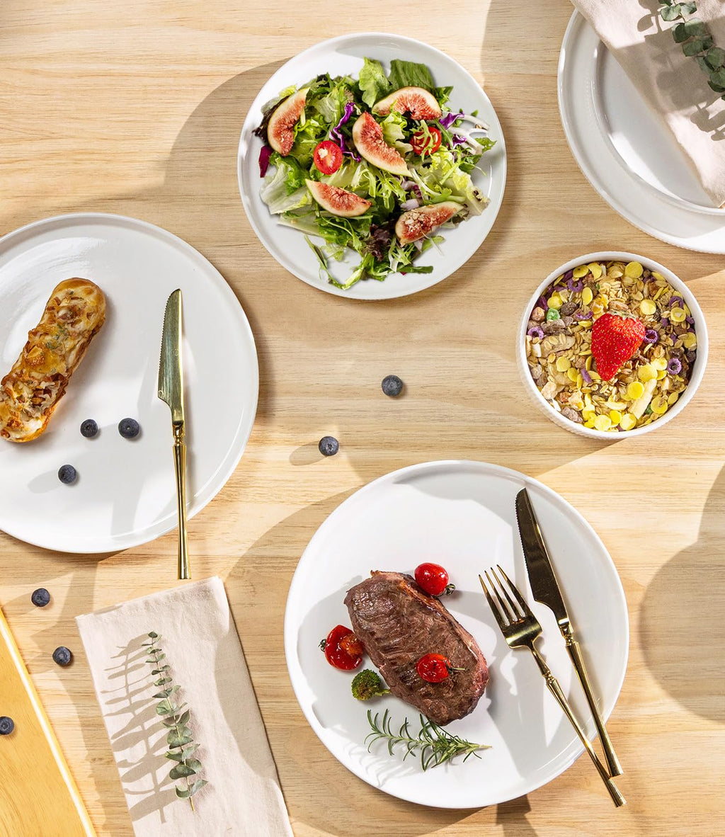 TheTerra Ceramic Dinnerware Sets for 4, 12 Pieces Porcelain Lightweight Speckled Plates and Bowls Sets, Scratch Resistant Dish Set, Oven & Microwave & Dishwasher Safe