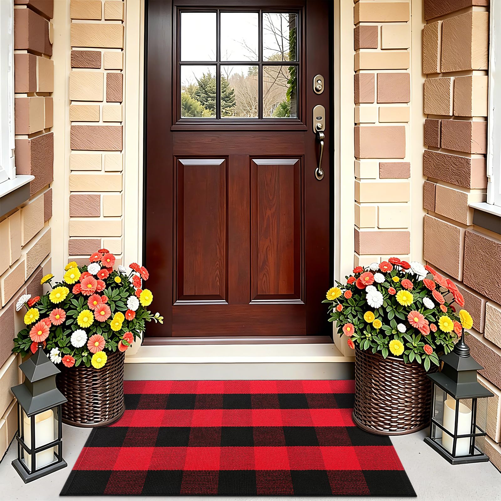 OLANLY Black and White Striped Rug 2'4" x 3'7" (27.5" x 43") – Washable Cotton Indoor Outdoor Doormat for Front Door, Entryway, Kitchen, Porch, Patio Decor