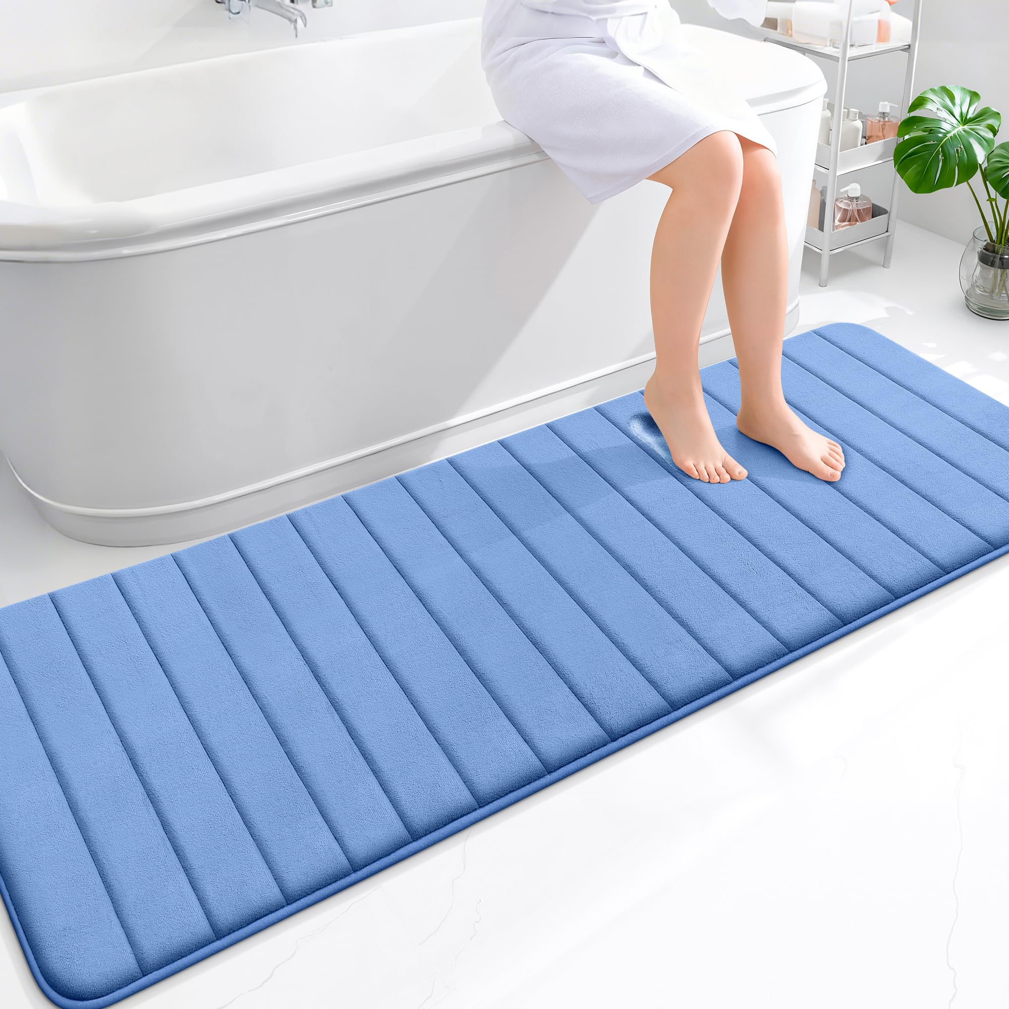 OLANLY Memory Foam Bath Mat 30x20, Super Soft Absorbent Bathroom Rugs, Quick Dry, Machine Washable Shower Floor Rugs, Bathmat Carpet, Bathroom Home Decor Accessories, Grey