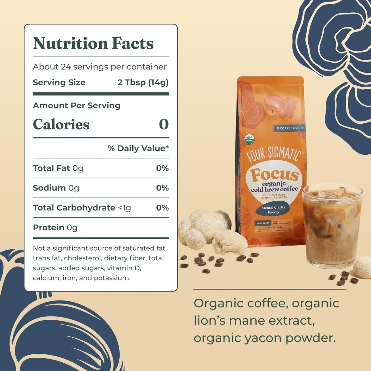 Four Sigmatic Gut Health Organic Ground Coffee | Medium Roast, Immune Boosting Probiotic Mushroom Coffee with Chaga & Turkey Tail for Gut Health & Immune Support | 12oz Bag