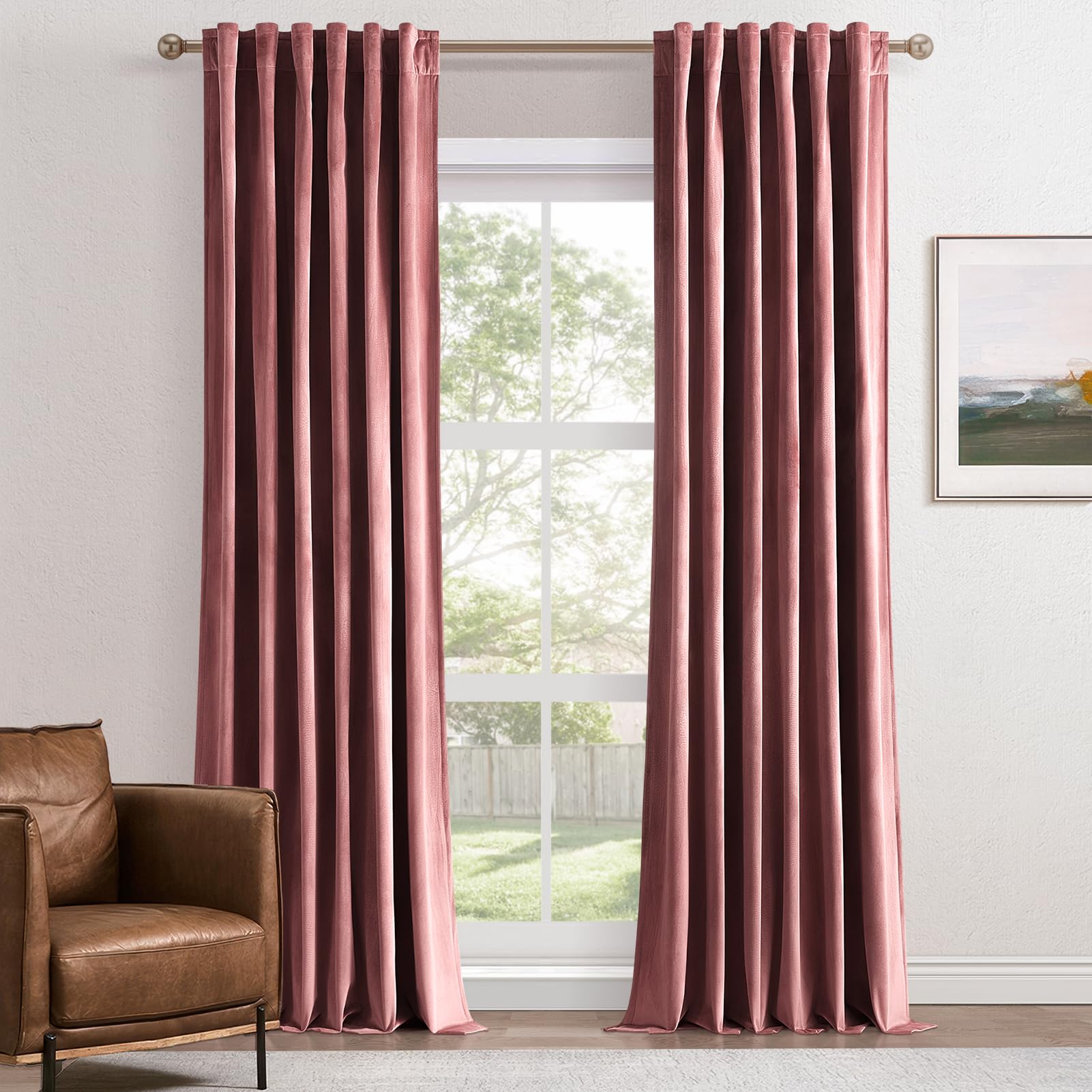 Topfinel Olive Green Velvet Curtains 84 Inches Long for Living Room,Blackout Thermal Insulated Curtains for Bedroom,Back Tab Modern Window Treatment for Living Room,52x84 Inch Length,Olive Green