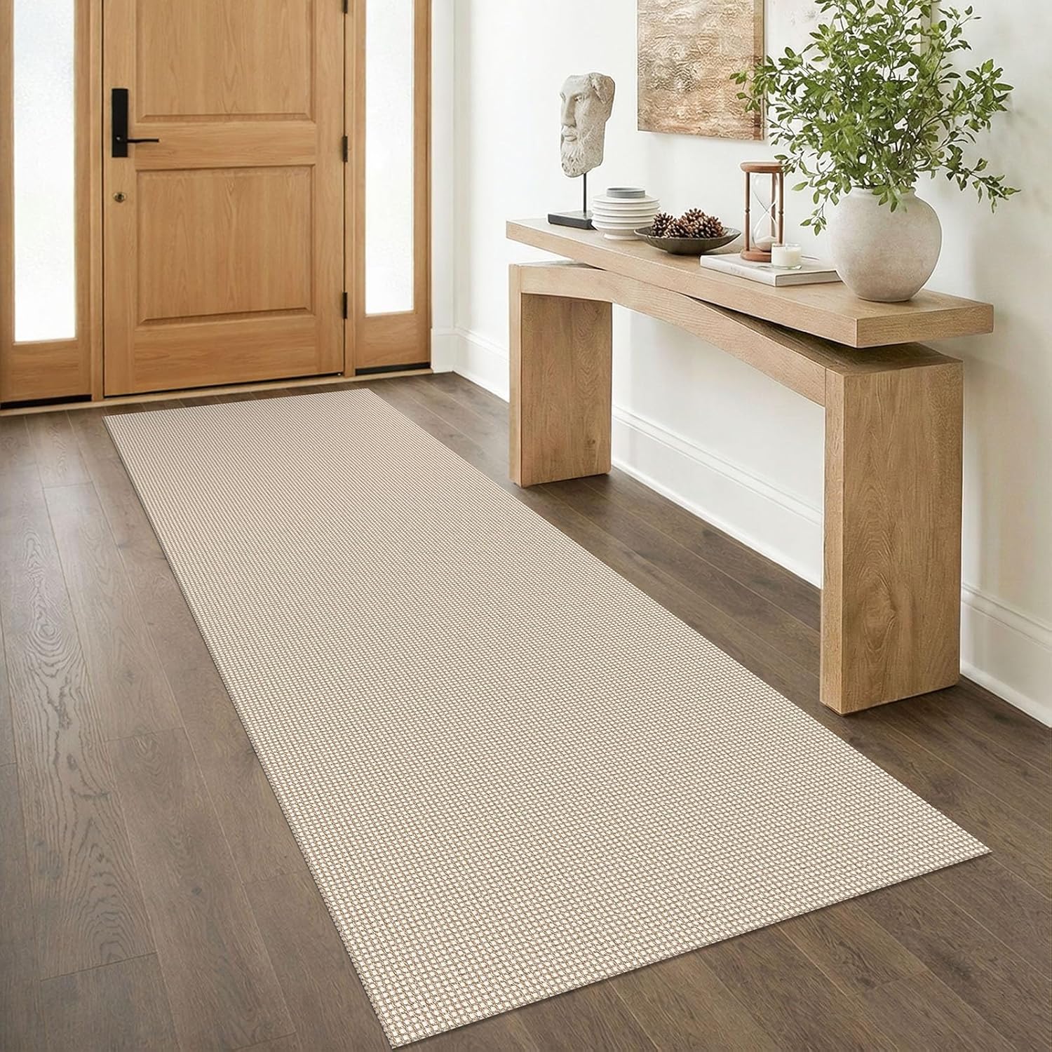 IOHOUZE Small Area Rug 2x3 Washable Woven Rugs for Entryway Non Slip Rubber Backed Kitchen Rugs Indoor Outdoor Doormat Throw Rug Floor Carpet for Entrance Front Door, Orange/Tan/Brown