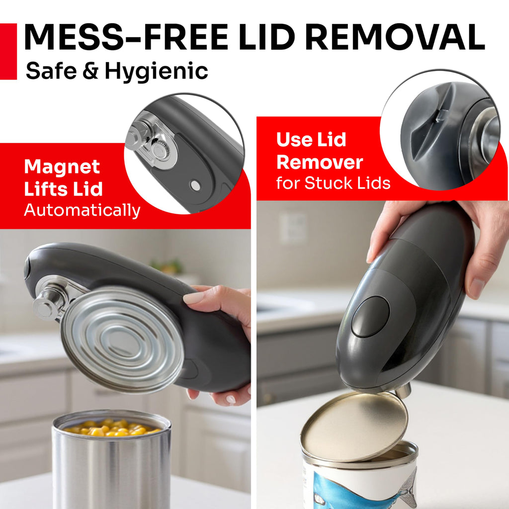 MUELLER HOME SmoothEdge Auto Electric Can Opener – Battery‑Operated One‑Touch w Magnet Lid Lifter – Portable Hands‑Free Automatic Can Openers for Seniors & Arthritis, Smooth‑Edge Cut Technology, Black