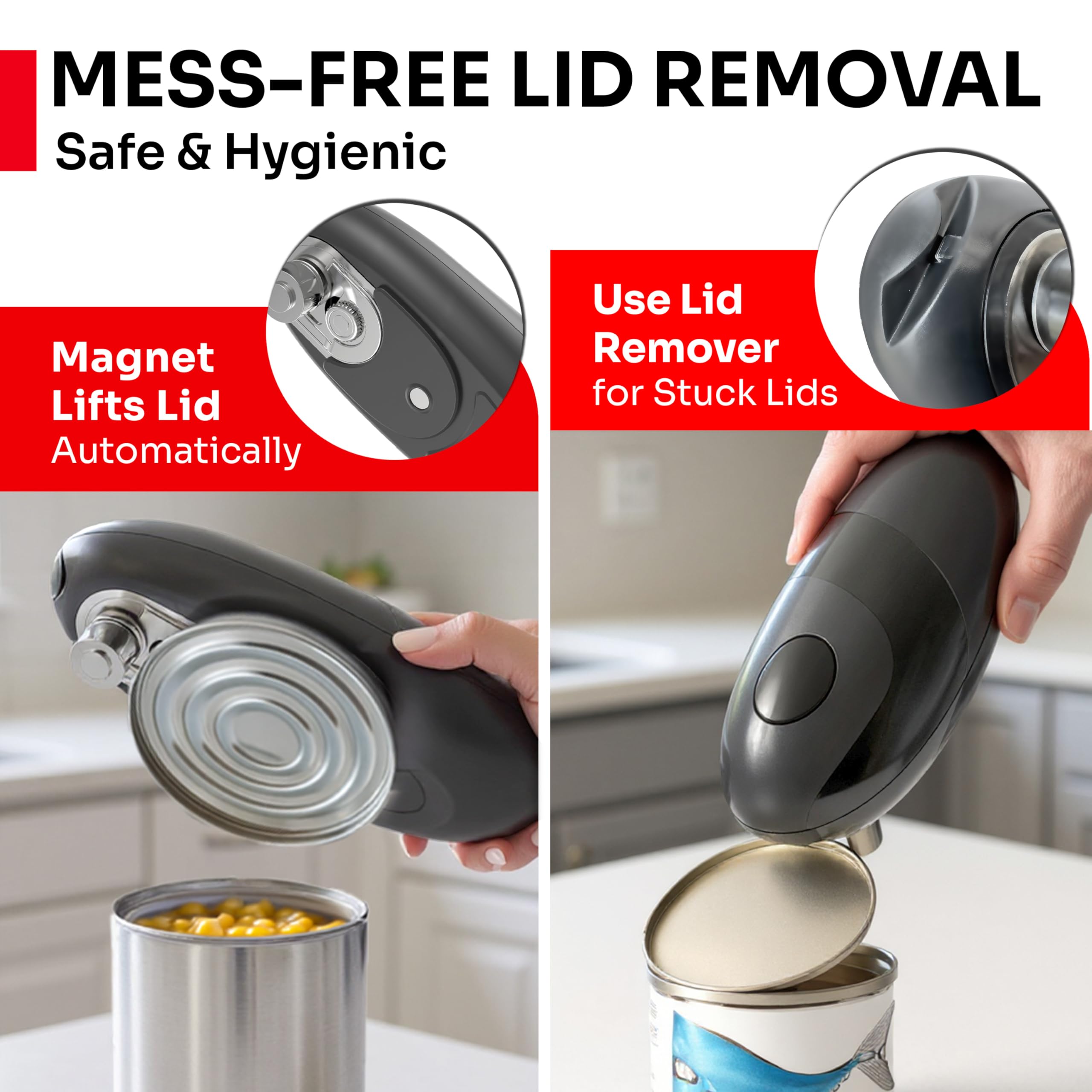 MUELLER HOME SmoothEdge Auto Electric Can Opener – Battery‑Operated One‑Touch w Magnet Lid Lifter – Portable Hands‑Free Automatic Can Openers for Seniors & Arthritis, Smooth‑Edge Cut Technology, Black