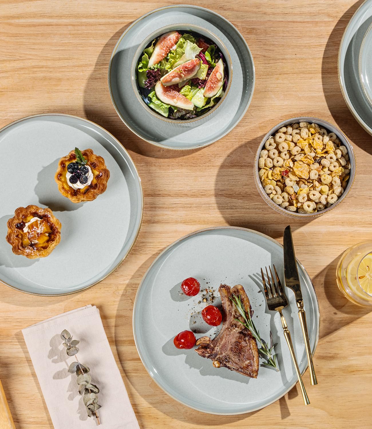 TheTerra Ceramic Dinnerware Sets for 4, 12 Pieces Porcelain Lightweight Speckled Plates and Bowls Sets, Scratch Resistant Dish Set, Oven & Microwave & Dishwasher Safe