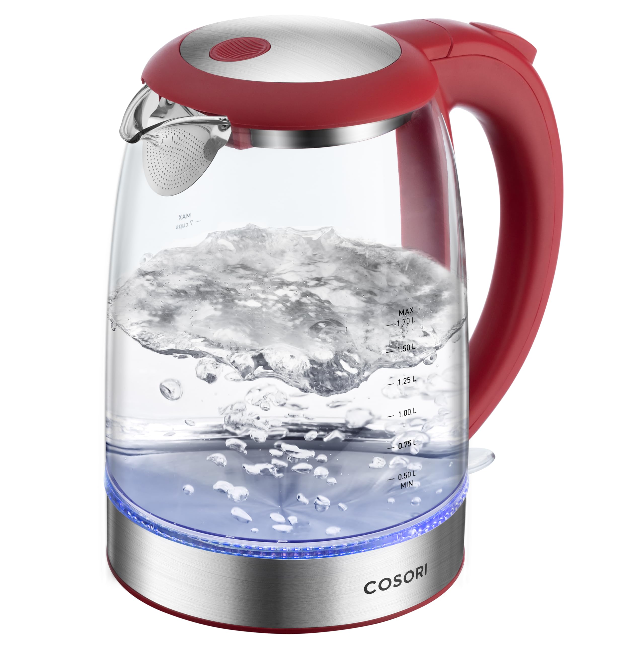 Cosori Electric Kettle, No Plastic Contact With Water, Wide Mouth For Easy Cleaning, Auto Shut Off, 1.7L Tea Kettle & Hot Water Boiler, Water Heater & Teapot, Borosilicate Glass, Black, 1500W