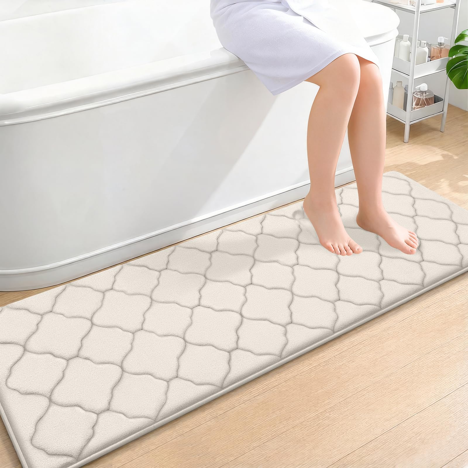 OLANLY Memory Foam Bath Mat Rug 24x16, Ultra Soft and Absorbent Bathroom Rugs, Non-Slip, Comfortable, Machine Washable Bath Carpet for Bathroom Floor, Tub, Shower and Home Decor Accessories, Black