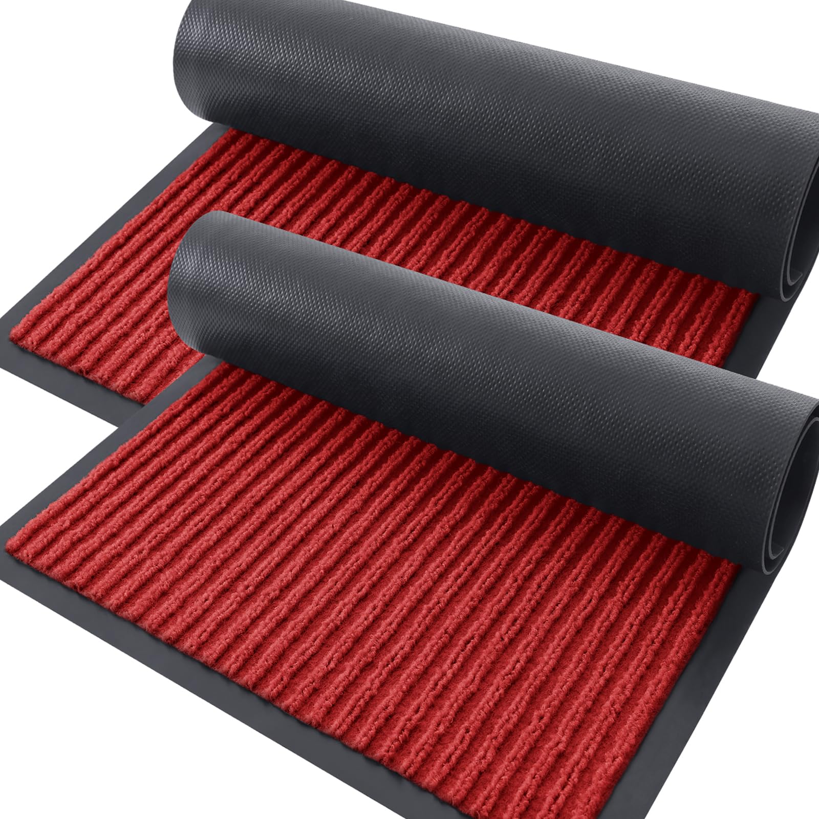 OLANLY Front Door Mat Indoor Outdoor Entrance, 2-Pack 29.5 x 17 Inch, Waterproof Heavy Duty Doormat, Fade Resistant, Low Profile, Easy Clean Patio Porch Welcome Floor Mats for Entry, Grey