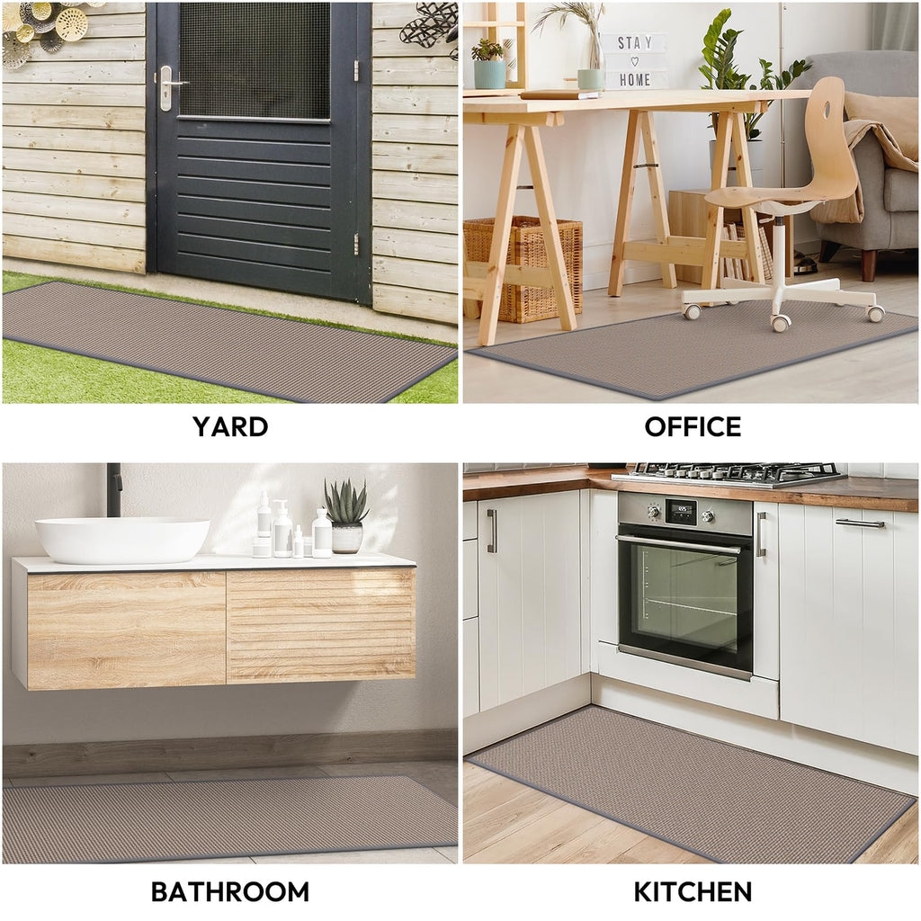 Kitchen Mats for Floor, Kitchen Rug, Nonskid, Washable, Absorbent Kitchen Runner Rug for in Front of Sink, Entryway, Rubber Backing Indoor Door Mat, Farmhouse Style Standing Mat, 17.3"x28", Grey