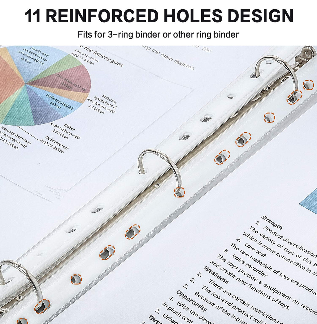 Sheet Protectors, PANDRI 600 Pack Clear Heavy Duty Plastic Page Protectors Sheet Reinforced 11-Hole Fit for 3 Ring Binder Fits Standard 8.5 x 11 Paper, 9.25 x 11.25 Top Loaded, Excluding Acid