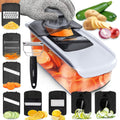 Fullstar Mandoline Slicer for Kitchen, Fruit Cutter, Cheese Grater, Cucumber Slicer, Veggie Spiralizer, Food Cutter & Kitchen Gadgets & Gifts with Safety Glove (6 in 1, White)