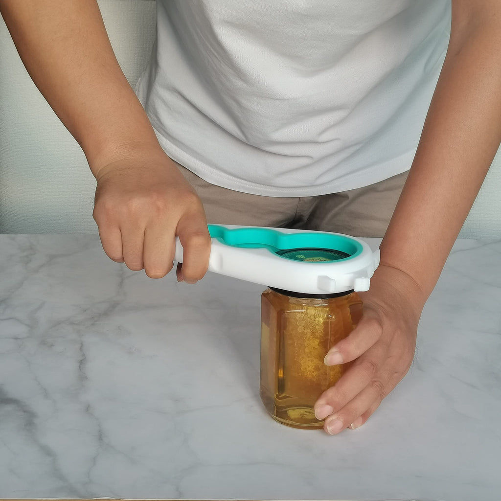 Otstar Jar Opener Bottle Opener and Can Opener for Weak hands, Seniors with Arthritis and Anyone with Low Strength, Mutil Jar Opener Get Lids Off Easily (Blue and Grey)