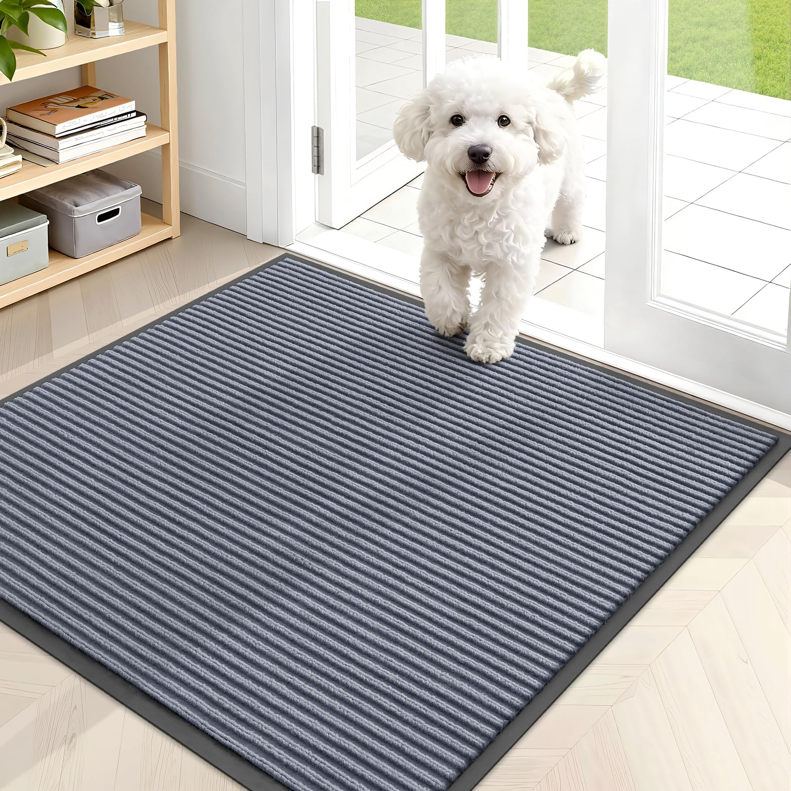 OLANLY Front Door Mat Indoor Outdoor Entrance, Waterproof Heavy Duty Doormat, Fade Resistant, Low Profile, Easy Clean Patio Porch Welcome Floor Mats for Entry, 29.5x17, Grey