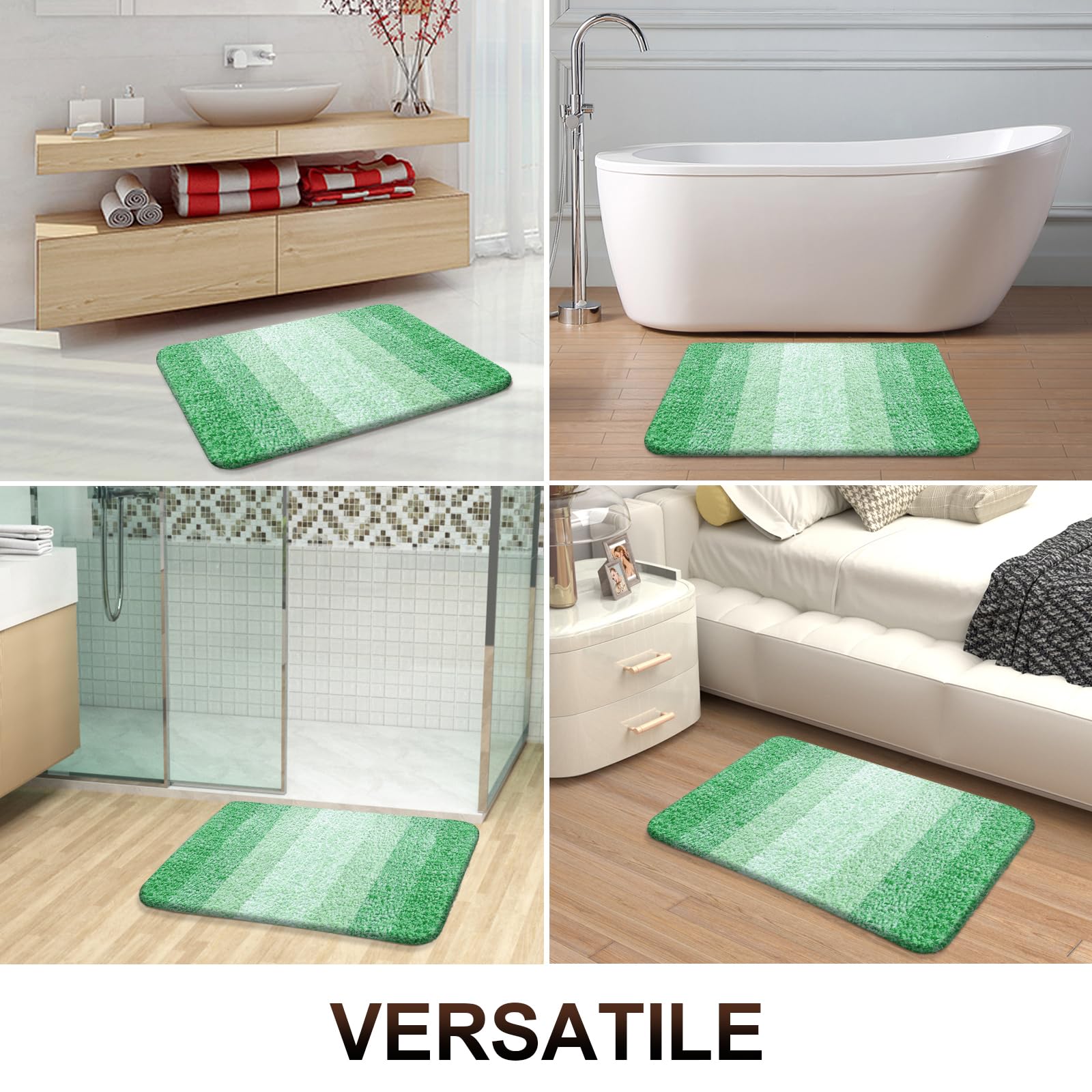 OLANLY Bathroom Rugs Sets 3 Piece, Soft Absorbent Microfiber Bath Mats and U-Shaped Contour Toilet Rug, Machine Wash Dry, Plush Shaggy Bath Mat Set for Bathroom (30"x20"+24"x16"+24"x20", Grey)