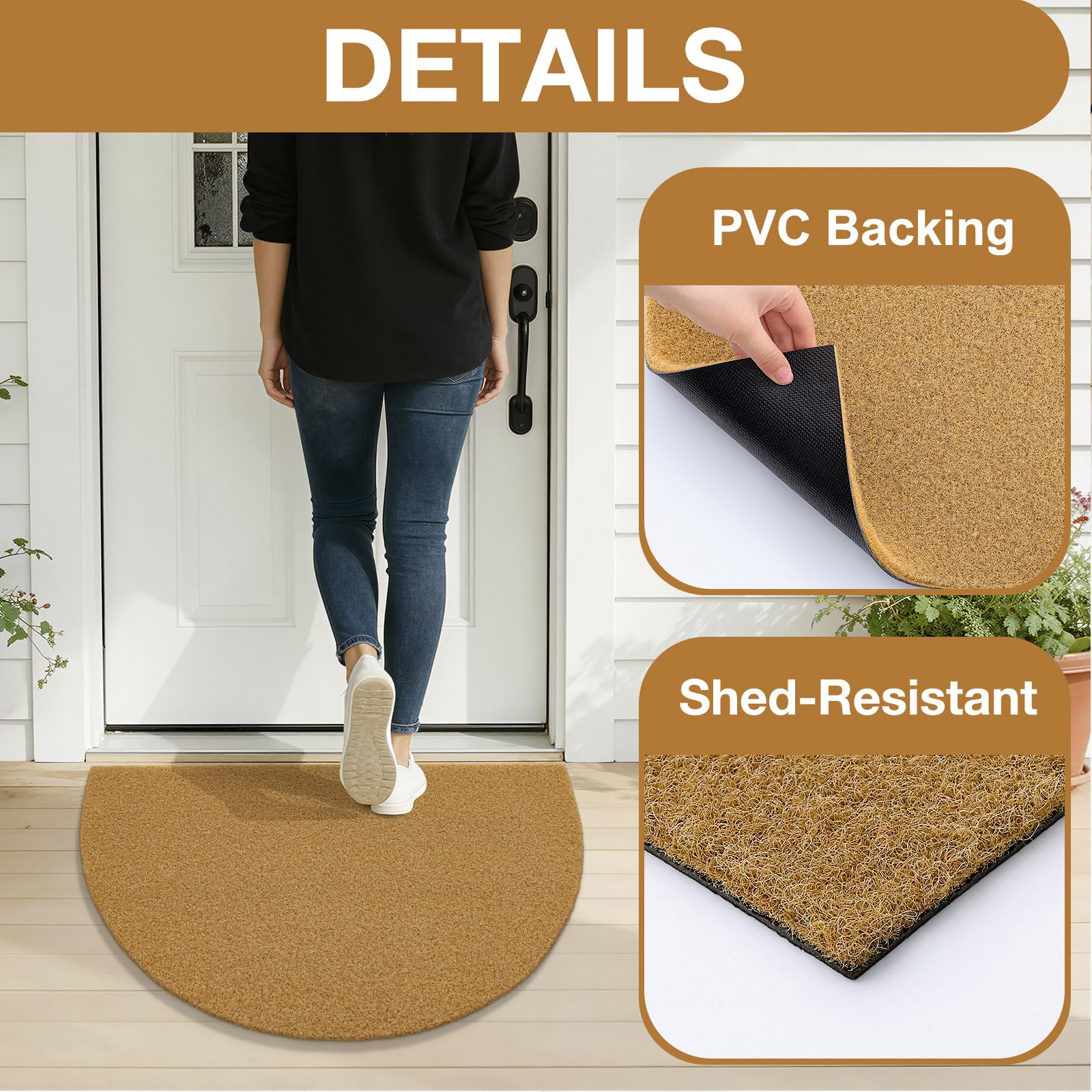OLANLY Front Door Mat, Low Profile Doormat, Stain and Fade Resistant, Easy to Clean, for Indoor and Outdoor Entrances, Patio Porch or Entryway, Brown (30x17 Inch, Home Sweet Home)