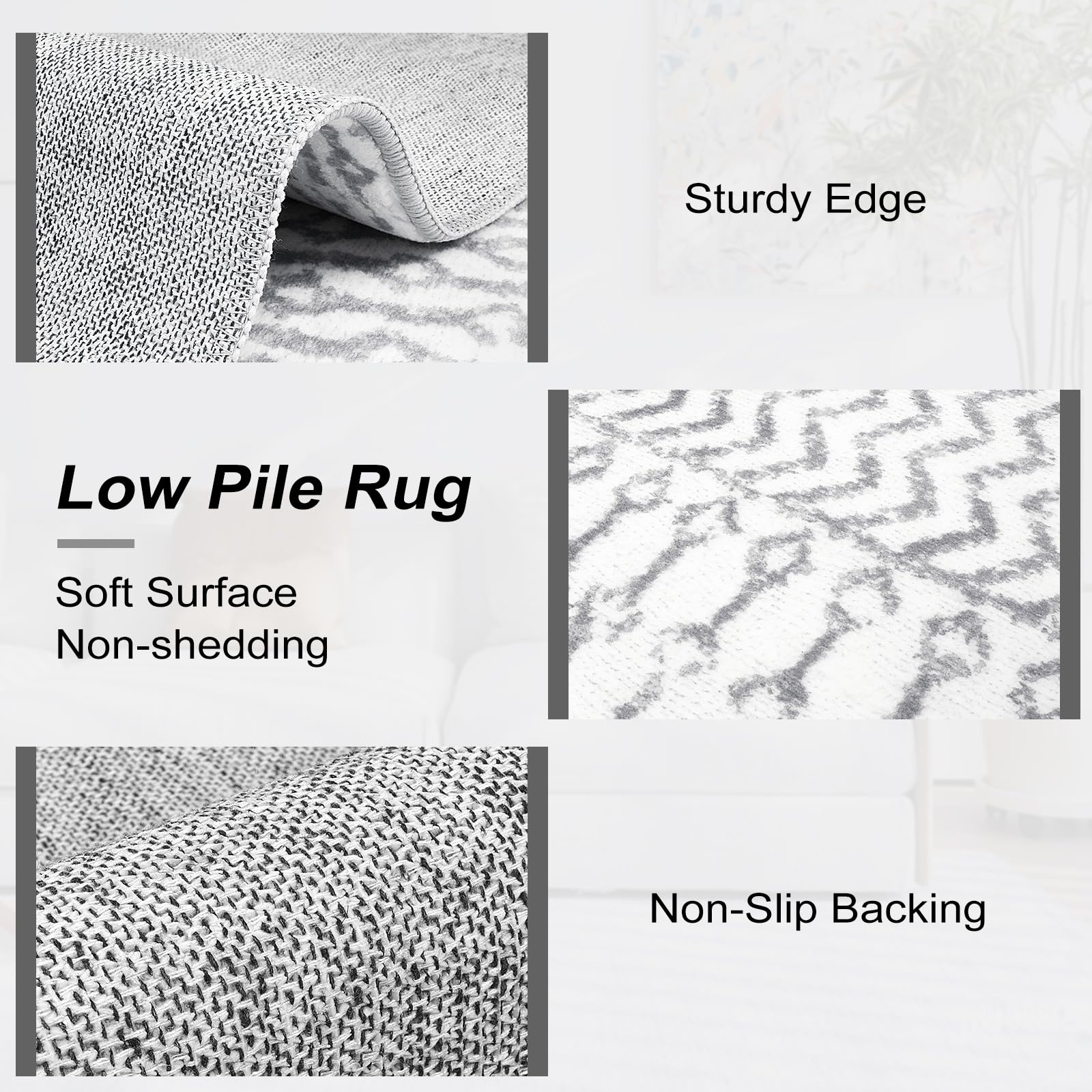 Moroccan Washable Rugs, 2x3 Light Grey Rug Non-Slip Small Distressed Entryway Rugs, Soft Low-Pile Bedroom Rug Indoor Doormat Carpet for Entryway Kitchen Bathroom