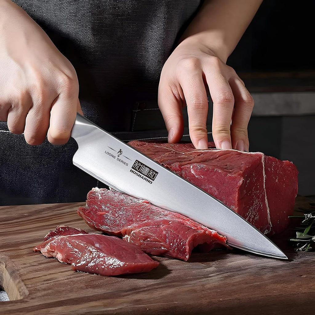 HOSHANHO 8-Piece Kitchen Knife Set, Japanese High Carbon Super Steel Knife Sets with Block, Professional Ultra Sharp Chef Knife Set with Scissors