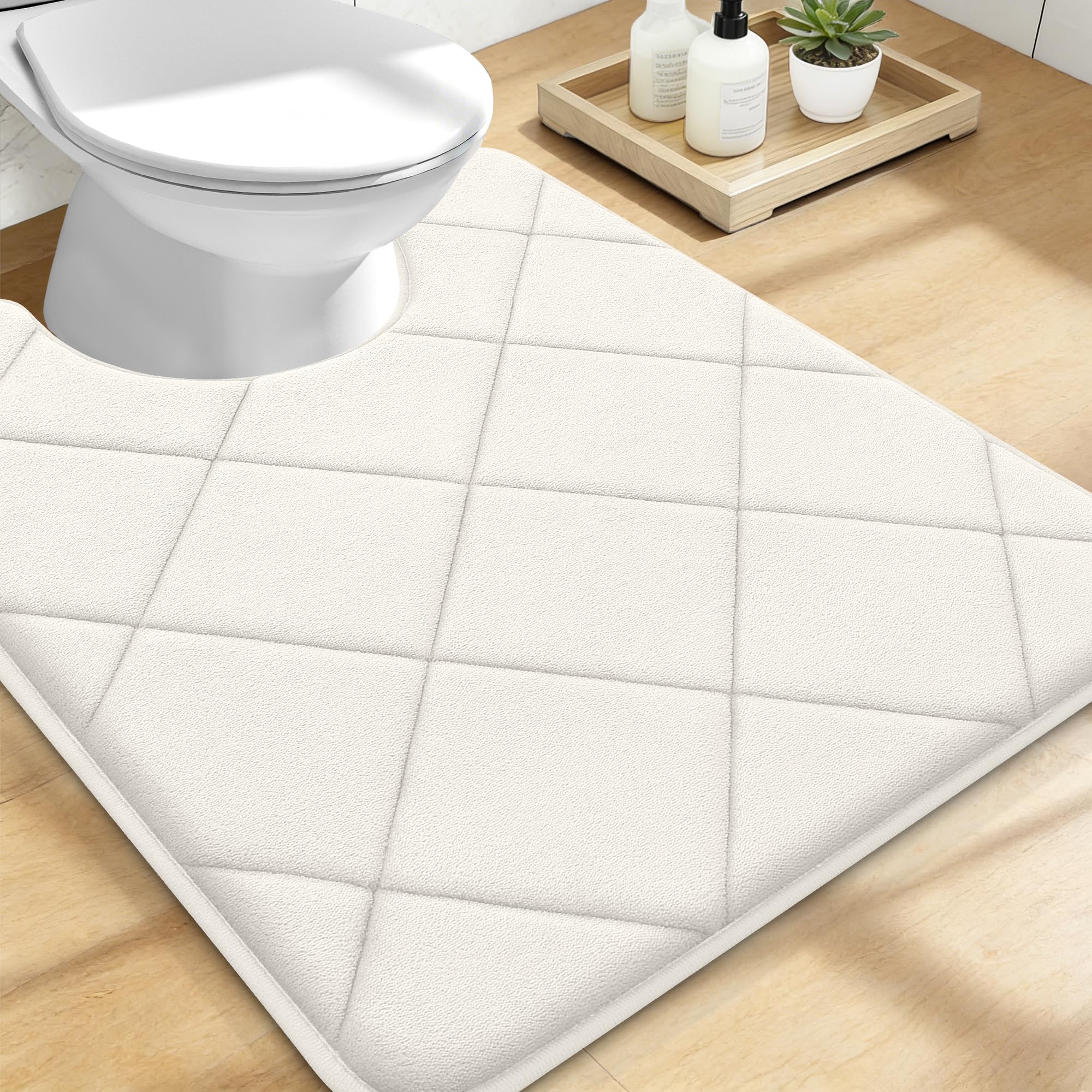 OLANLY Memory Foam Bath Mat 30x20, Ultra Soft and Absorbent Bathroom Rugs, Machine Washable, Comfortable Bath Carpet for Bathroom Floor, Tub and Shower, Black