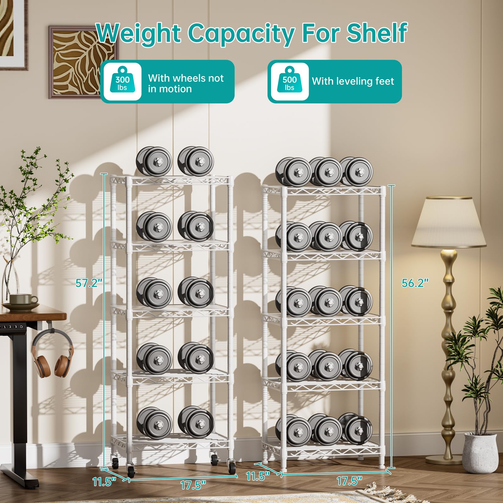 SINGAYE 3 Small Shelves Storage Shelf Wire Shelving Unit Metal Shelf Adjustable Organizers Storage Shelving with Wheels for Bathroom Laundry Room Kitchen Pantry11.5”D x 17.5”W x 30.5”H White