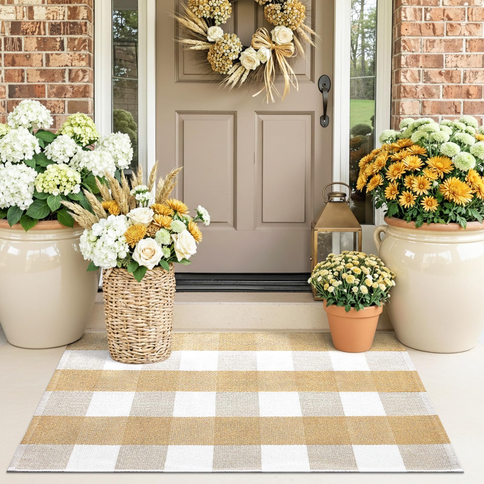 OLANLY Black and White Striped Rug 2'4" x 3'7" (27.5" x 43") – Washable Cotton Indoor Outdoor Doormat for Front Door, Entryway, Kitchen, Porch, Patio Decor