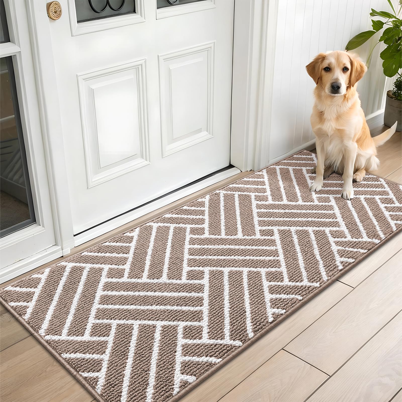 OLANLY Indoor Door Mat, 32x20 Inch, Dirt Resistant and Absorbent, Non-Slip Rubber Backing Floor Mats, Easy Clean Low-Profile Doormat for Entryway, Front Door, and Inside Entrance, Grey