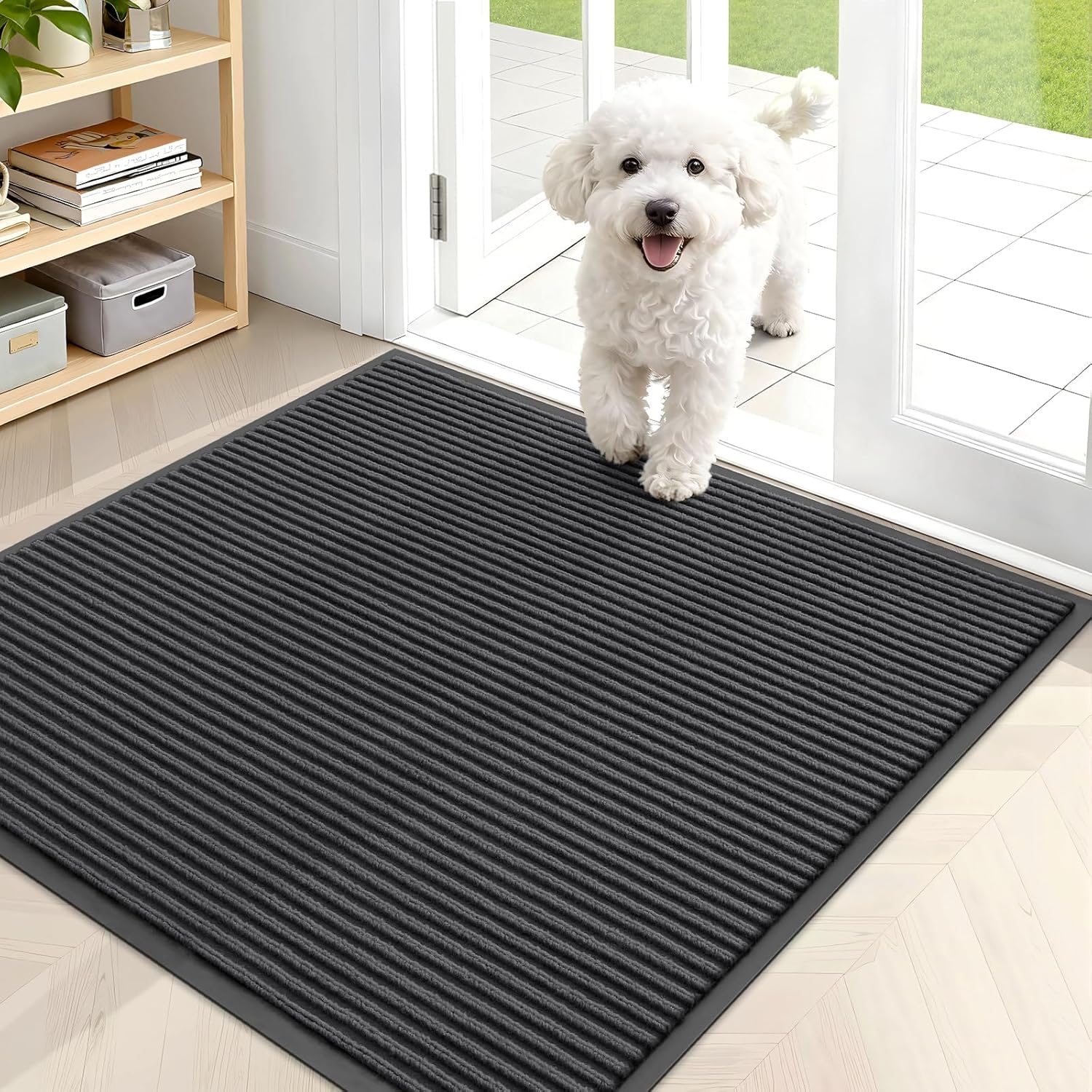 OLANLY Front Door Mat Indoor Outdoor Entrance, Waterproof Heavy Duty Doormat, Fade Resistant, Low Profile, Easy Clean Patio Porch Welcome Floor Mats for Entry, 29.5x17, Beige