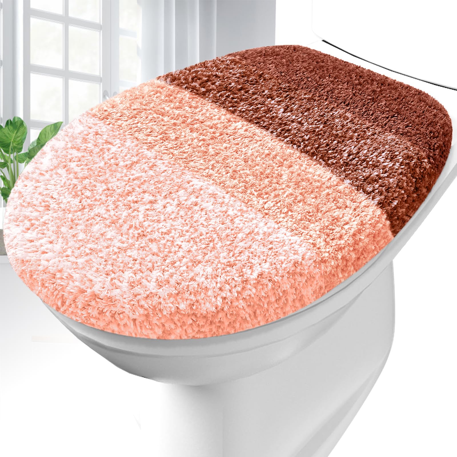 OLANLY Soft Microfiber Bathroom Toilet Lid Cover, Machine Washable Seat Covers, 17.5x15, Stays in Place Rubber Backing, Fits Most Round, Elongated and Oblong Lids, Accessories Decor, Gray