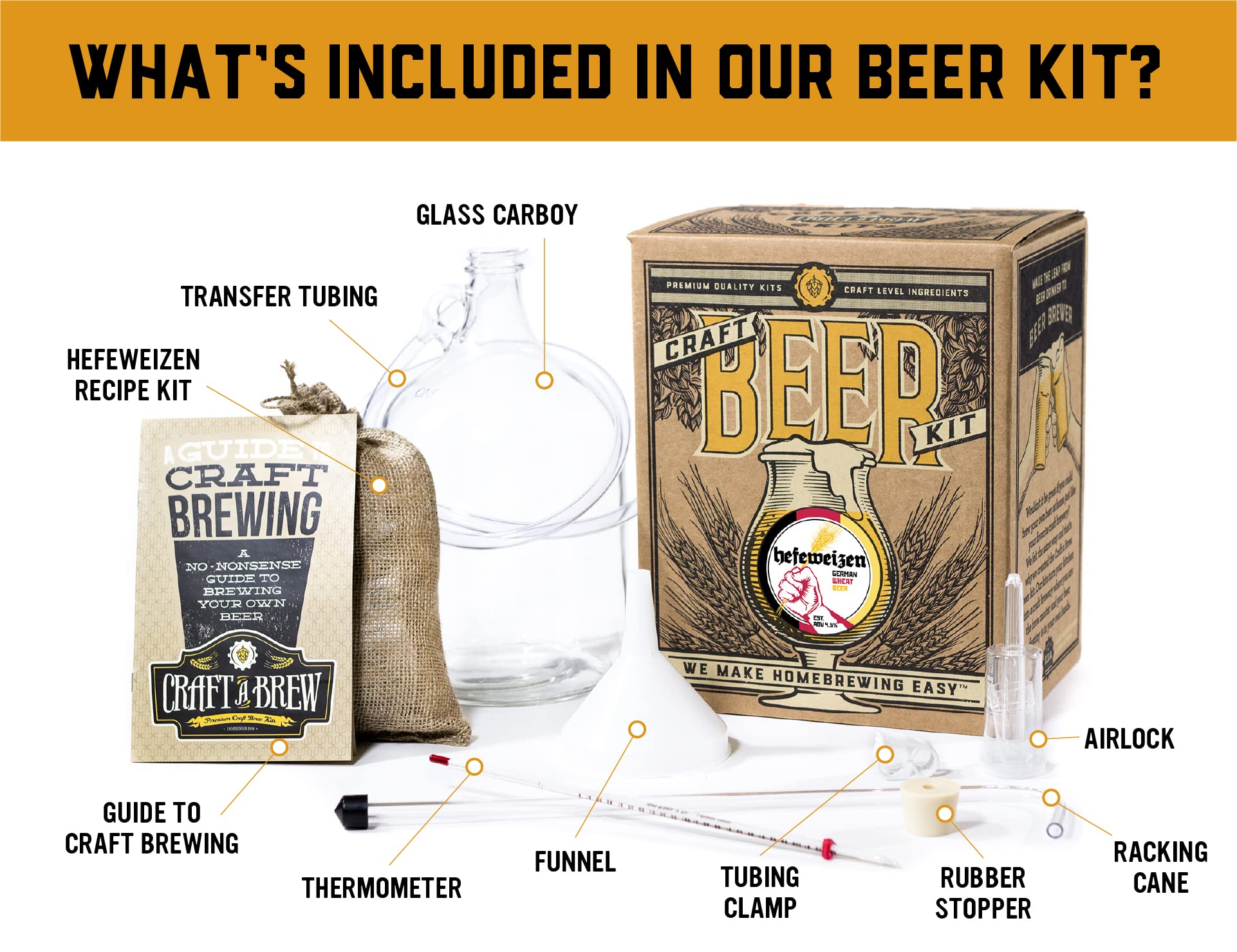 Craft A Brew - American Pale Ale - Beer Making Kit - Make Your Own Craft Beer - Complete Equipment and Supplies - Starter Home Brewing Kit - 1 Gallon