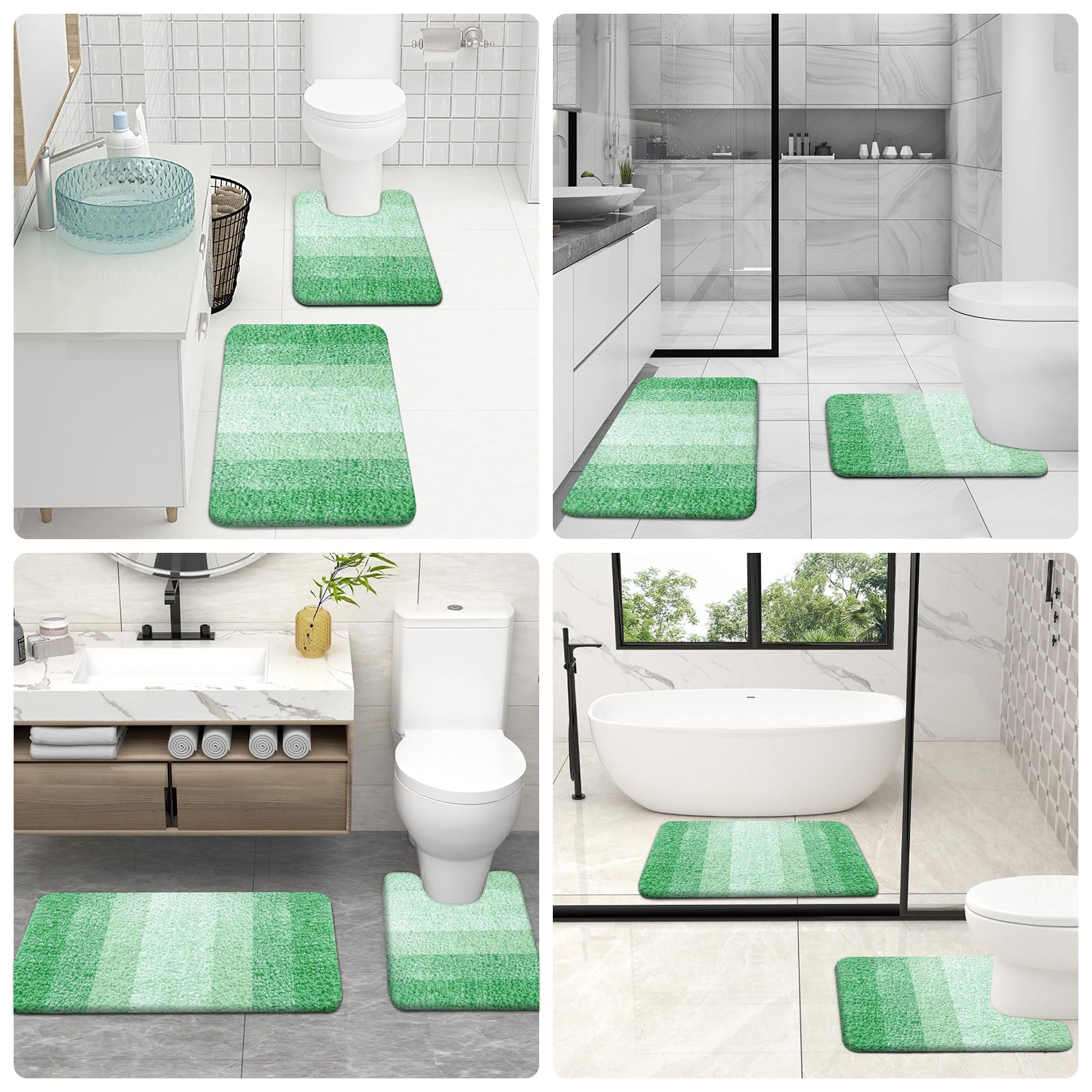 OLANLY Bathroom Rugs Sets 3 Piece, Soft Absorbent Microfiber Bath Mats and U-Shaped Contour Toilet Rug, Machine Wash Dry, Plush Shaggy Bath Mat Set for Bathroom (30"x20"+24"x16"+24"x20", Grey)