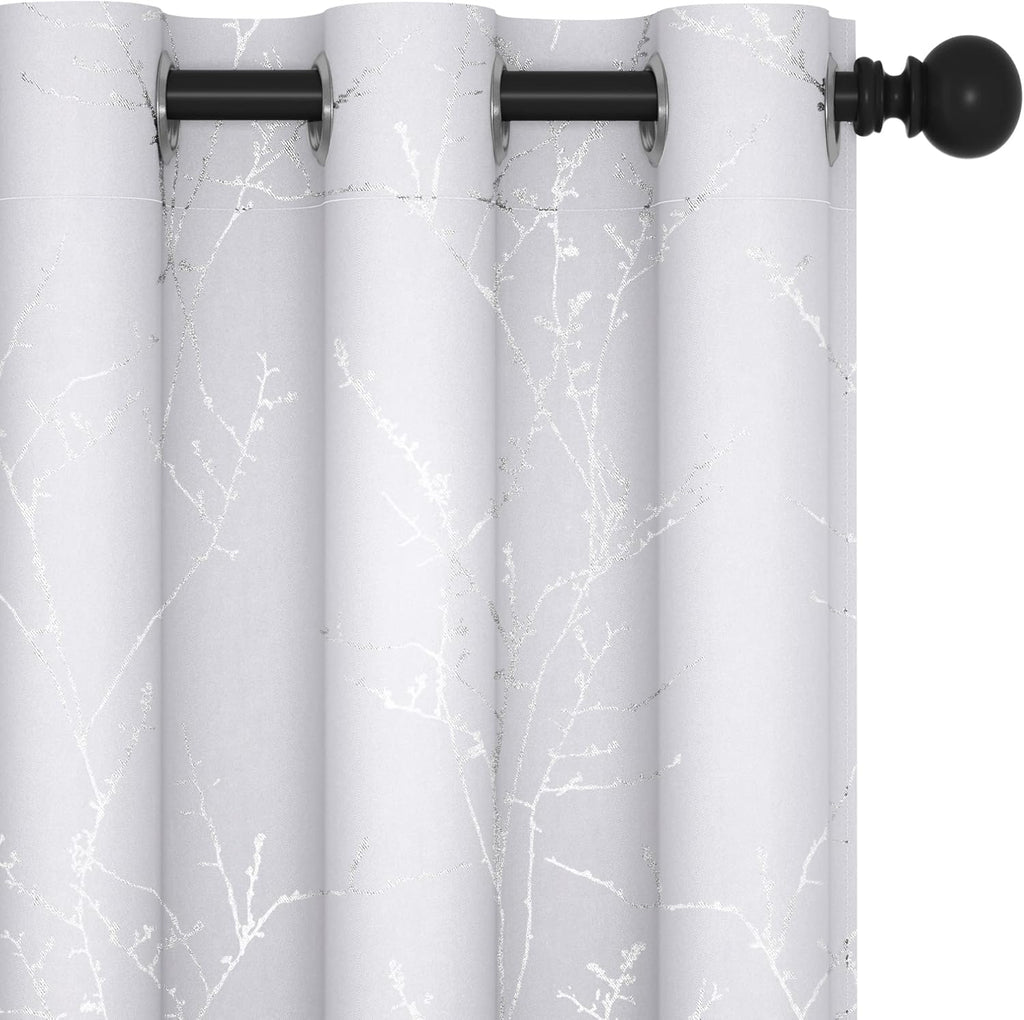 Deconovo Blackout Curtains, Grey Curtain, Thermal Insulated Soundproof Curtain Drapes, Wave Dot Foil Print, 52 x 84 Inch, 2 Panels, Machine‑Washable Privacy Window Drape for Bedroom Living Room Office