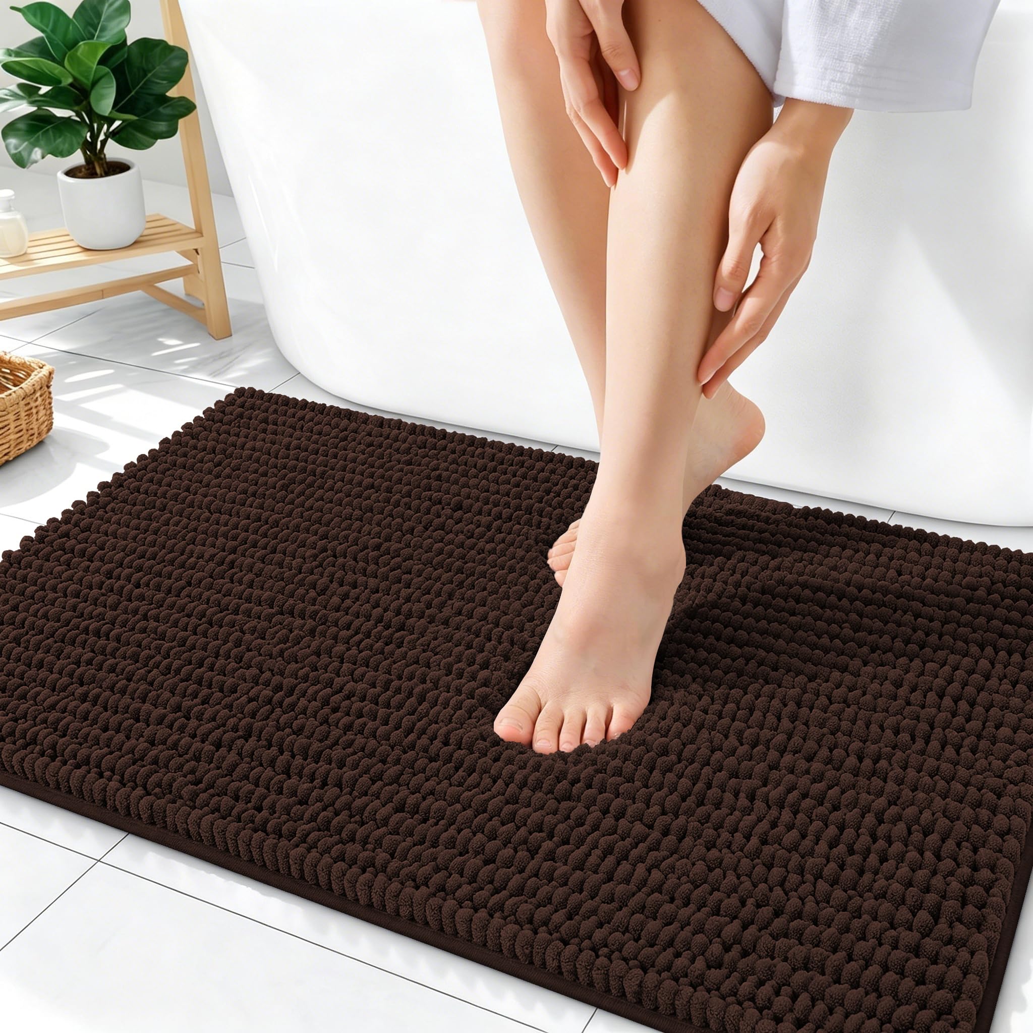OLANLY Thick Bathroom Rugs 30x20, Extra Soft Absorbent Chenille Bath Rugs, Rubber Backing, Machine Wash Dry, Bath Mats for Bathroom Floor, Tub and Shower, Home Decor Accessories, Grey