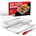 Air Fryer Basket for Oven(Set of 2) – Stainless Steel Air Fryer Tray and Pan Set with 50 Parchment Papers & Food Tongs – Oven Air Fryer Basket and Tray for Baking, Grilling, Crisping