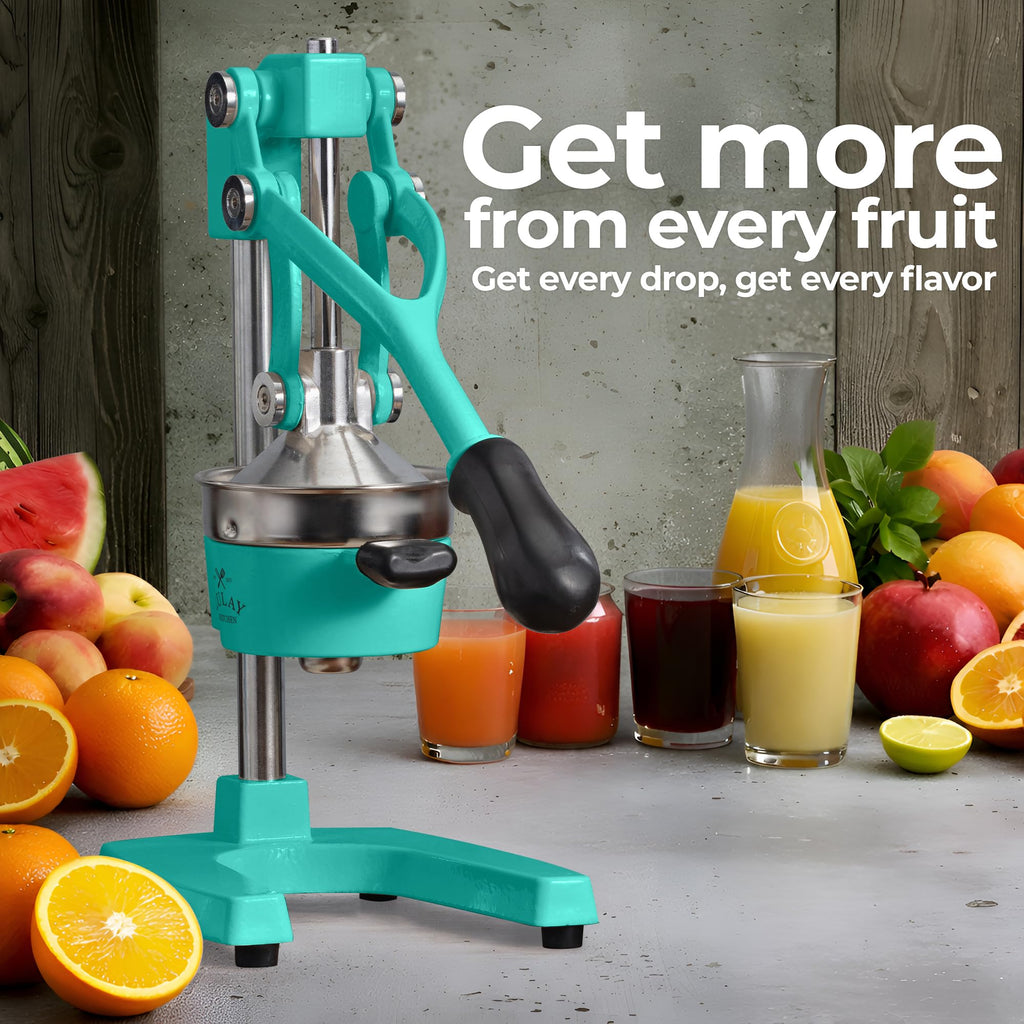 Zulay Kitchen Cast Iron Juicer - Easy-to-Clean Heavy-Duty Manual Juicer, Professional Citrus Juicer - Stainless Steel Lemon Squeezer - Manual Citrus Press & Orange Squeezer - Orange Juicer (Black)