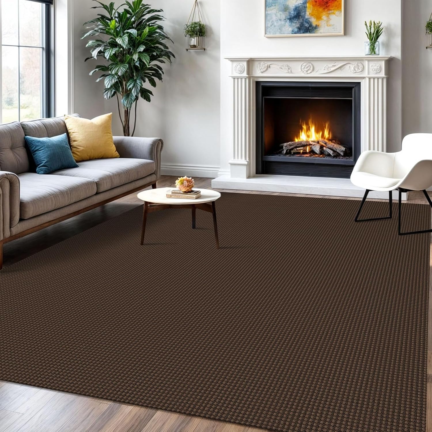 IOHOUZE Small Area Rug 2x3 Washable Woven Rugs for Entryway Non Slip Rubber Backed Kitchen Rugs Indoor Outdoor Doormat Throw Rug Floor Carpet for Entrance Front Door, Orange/Tan/Brown
