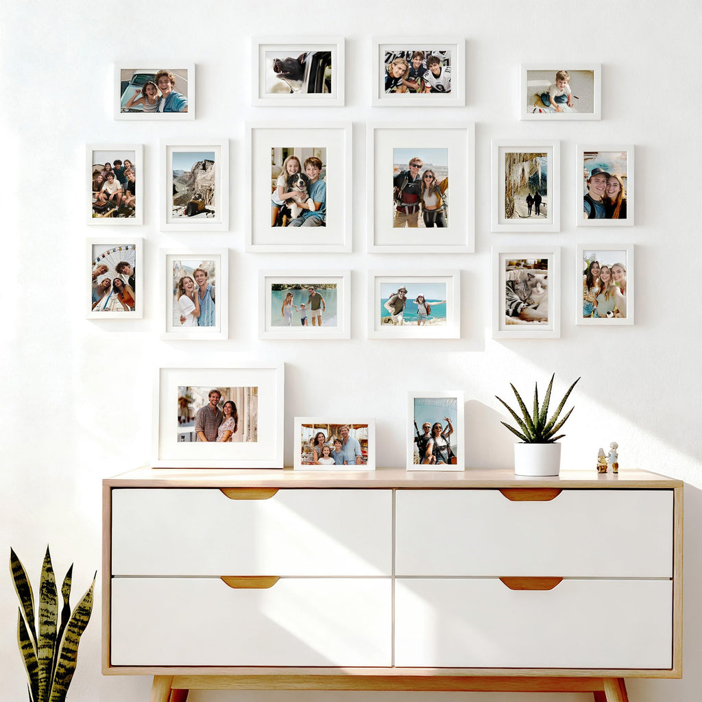 upsimples 19 Pack Picture Frames Collage Wall Decor for Mounting or Tabletop Display, Photo Gallery Frame Set for Family, Multi Sizes Including 8x10, 5x7, 4x6, Black