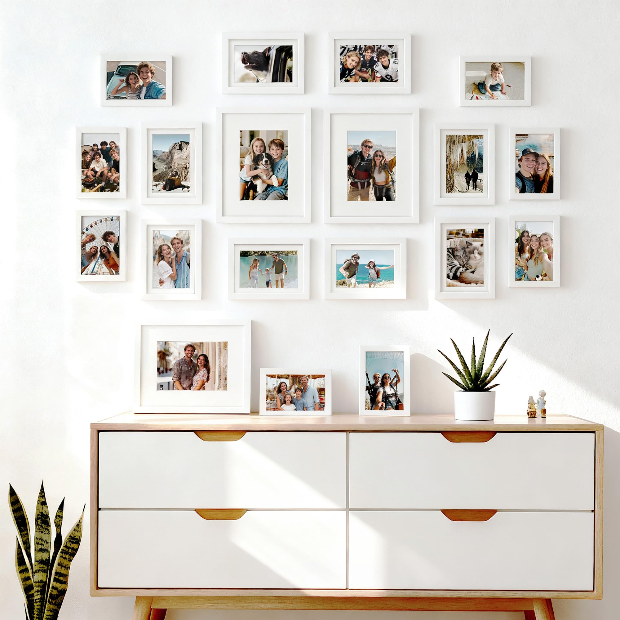 upsimples 19 Pack Picture Frames Collage Wall Decor for Mounting or Tabletop Display, Photo Gallery Frame Set for Family, Multi Sizes Including 8x10, 5x7, 4x6, Black