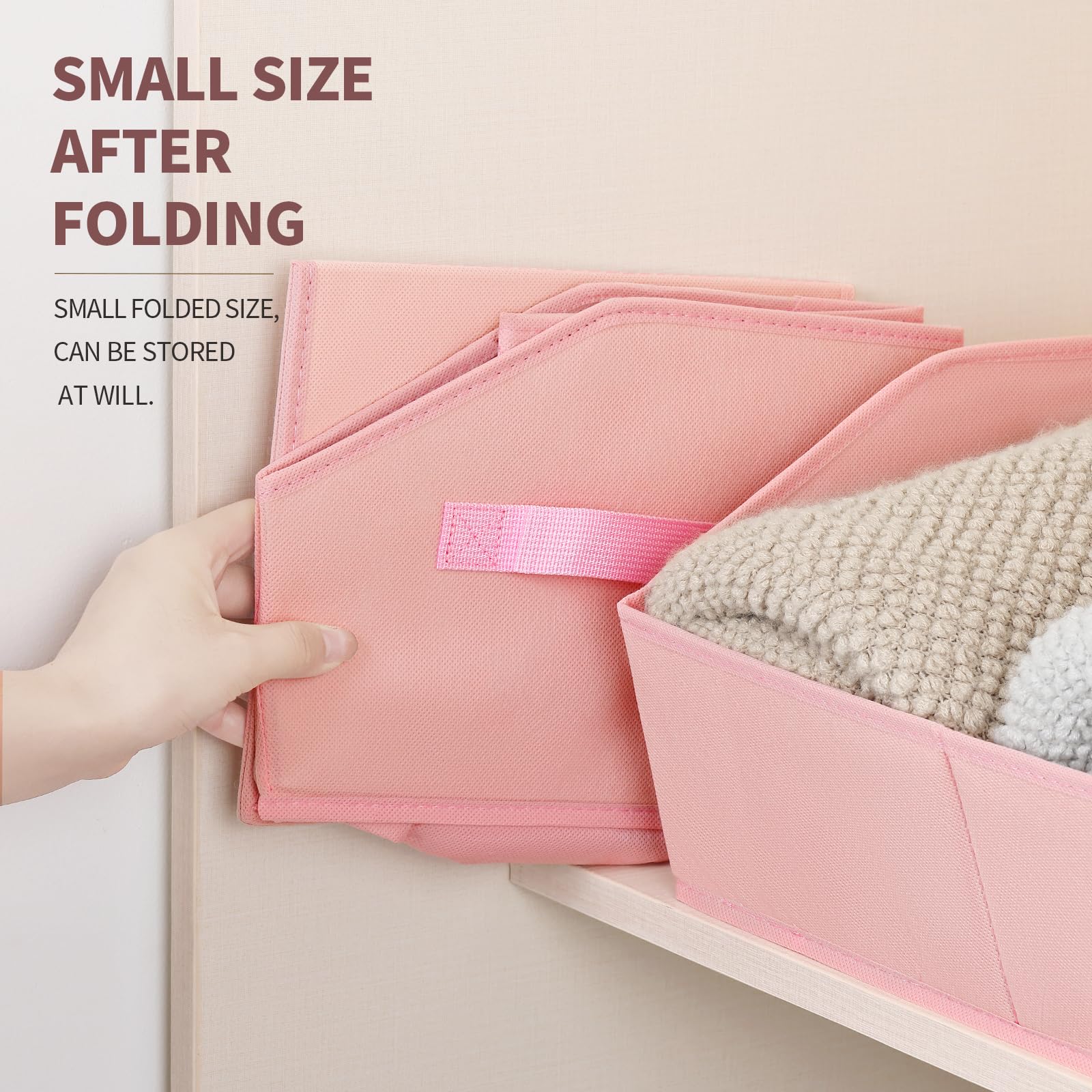 Homsorout Closet Organizers Bins 6 Packs - Large Closet Shelf Organizer with Handles, Fabric Trapezoid Storage Bins, Collapsible Storage Cubes for Clothes, Towels, Light Gray