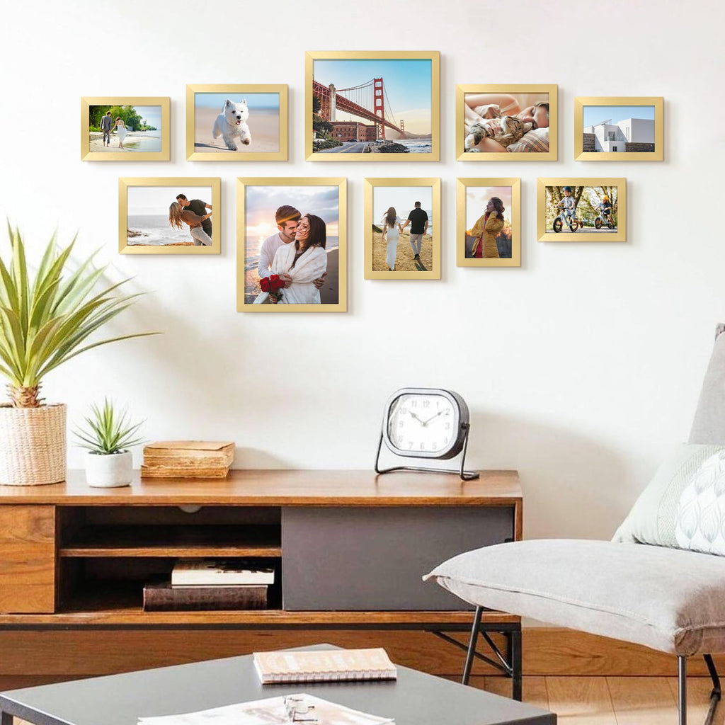 upsimples 10 Pack Picture Frames Collage Wall Decor for Mounting or Tabletop Display, Photo Gallery Frame Set for Family, Multi Sizes Including 8x10, 5x7, 4x6, Black