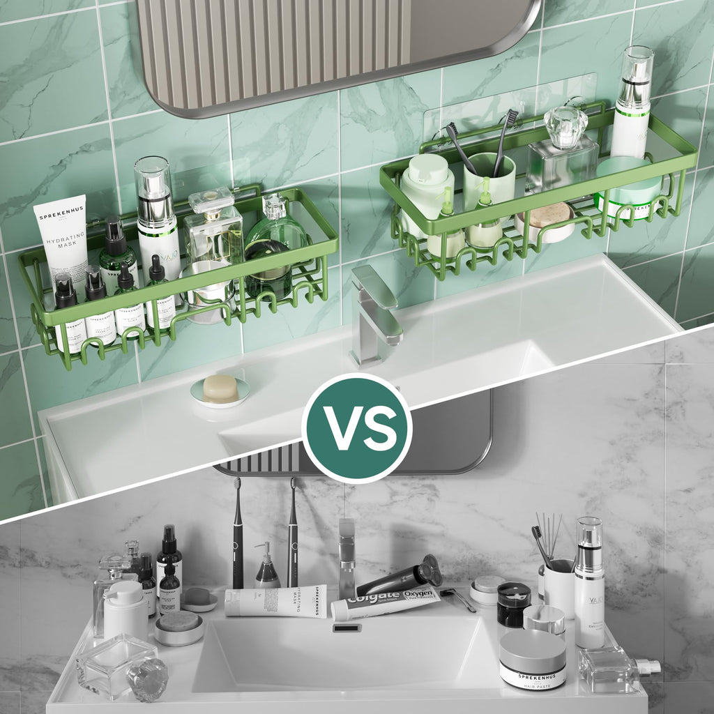 Veken Shower Caddy 6-Pack, Advanced Rustproof Design, No Drilling Adhesive Shelves, Rack with Soap Holder, Large Capacity Bathroom Organizers and Storage, Wall-Mounted Kitchen & Home Decor