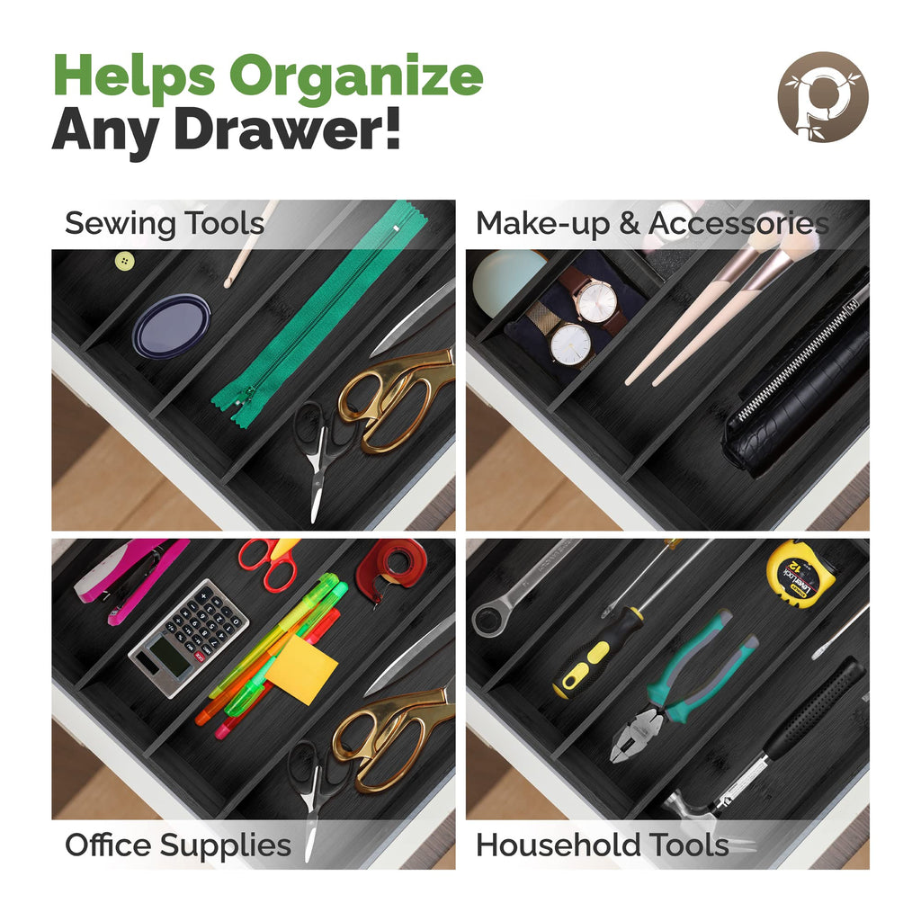 Silverware Organizer - Expandable Kitchen Drawer Organizer - Adjustable Kitchen Drawer Organizer for Utensils, Expandable to 22 Inches Wide, 10 Compartments, Silverware Tray for Drawer