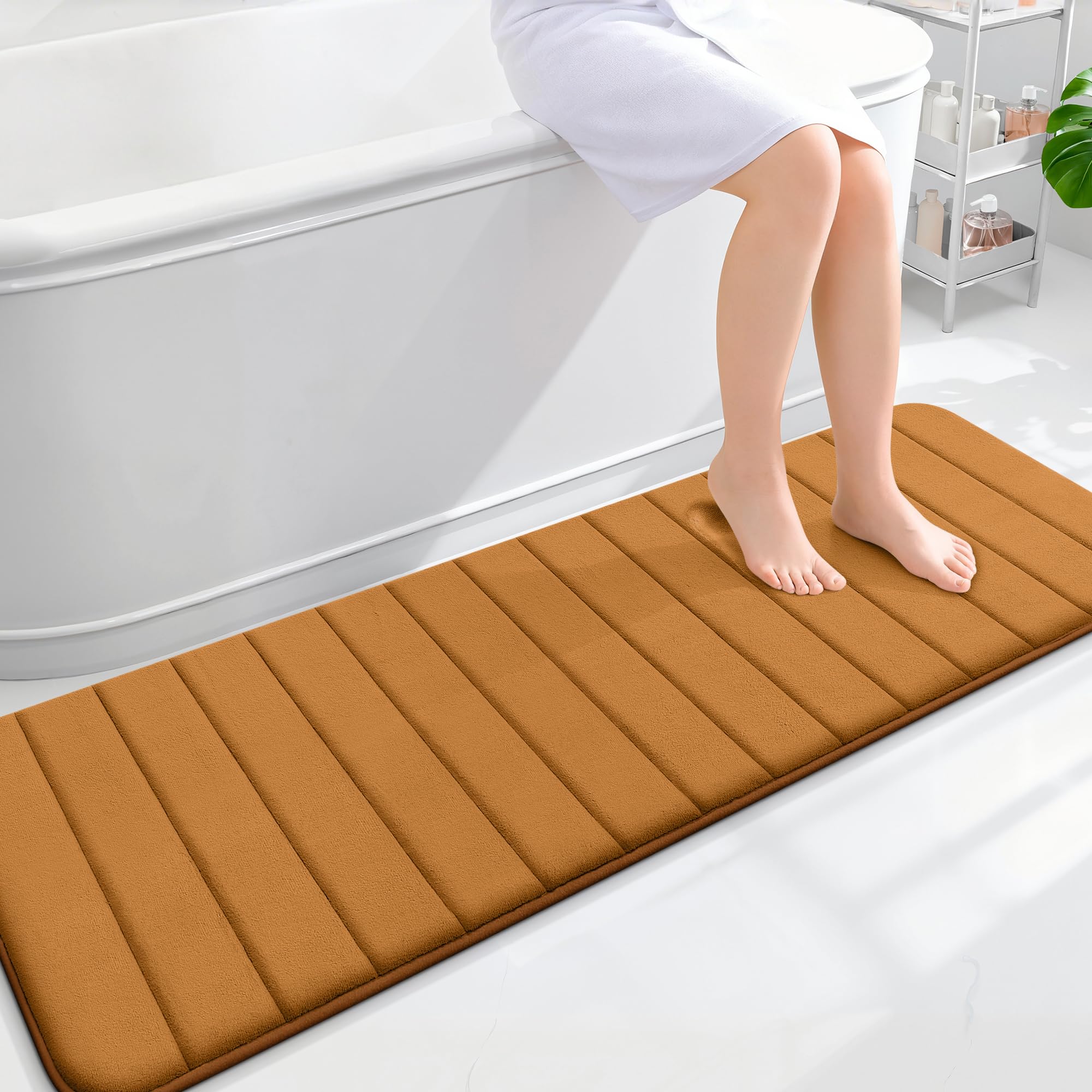 OLANLY Memory Foam Bath Mat 30x20, Super Soft Absorbent Bathroom Rugs, Quick Dry, Machine Washable Shower Floor Rugs, Bathmat Carpet, Bathroom Home Decor Accessories, Grey
