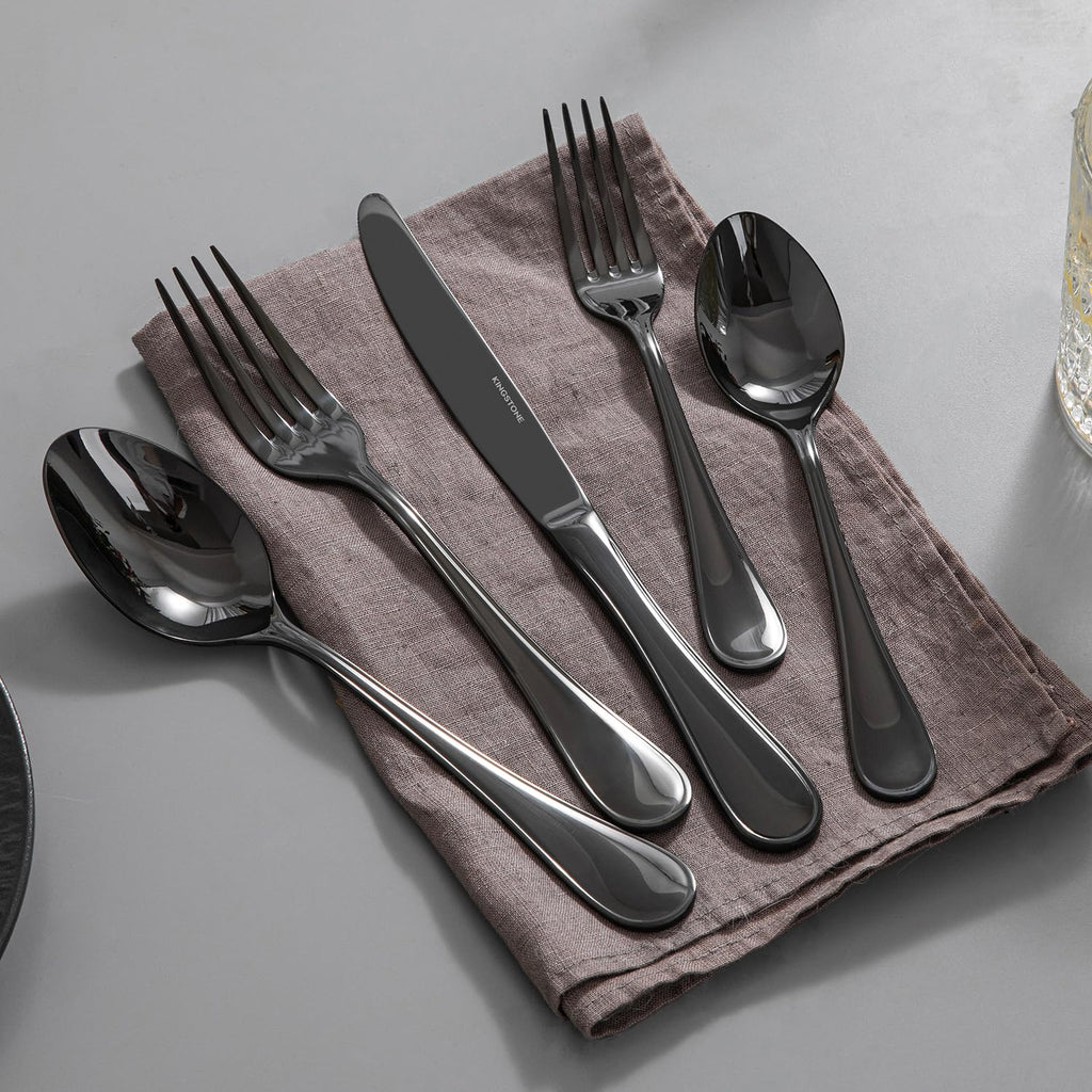 KINGSTONE 20 Piece Teardrop Silverware Set for 4, 18/10 Stainless Steel Flatware Set, Modern Design Cutlery Set for Home/Hotel/Wedding,Mirror Polished and Dishwasher Safe