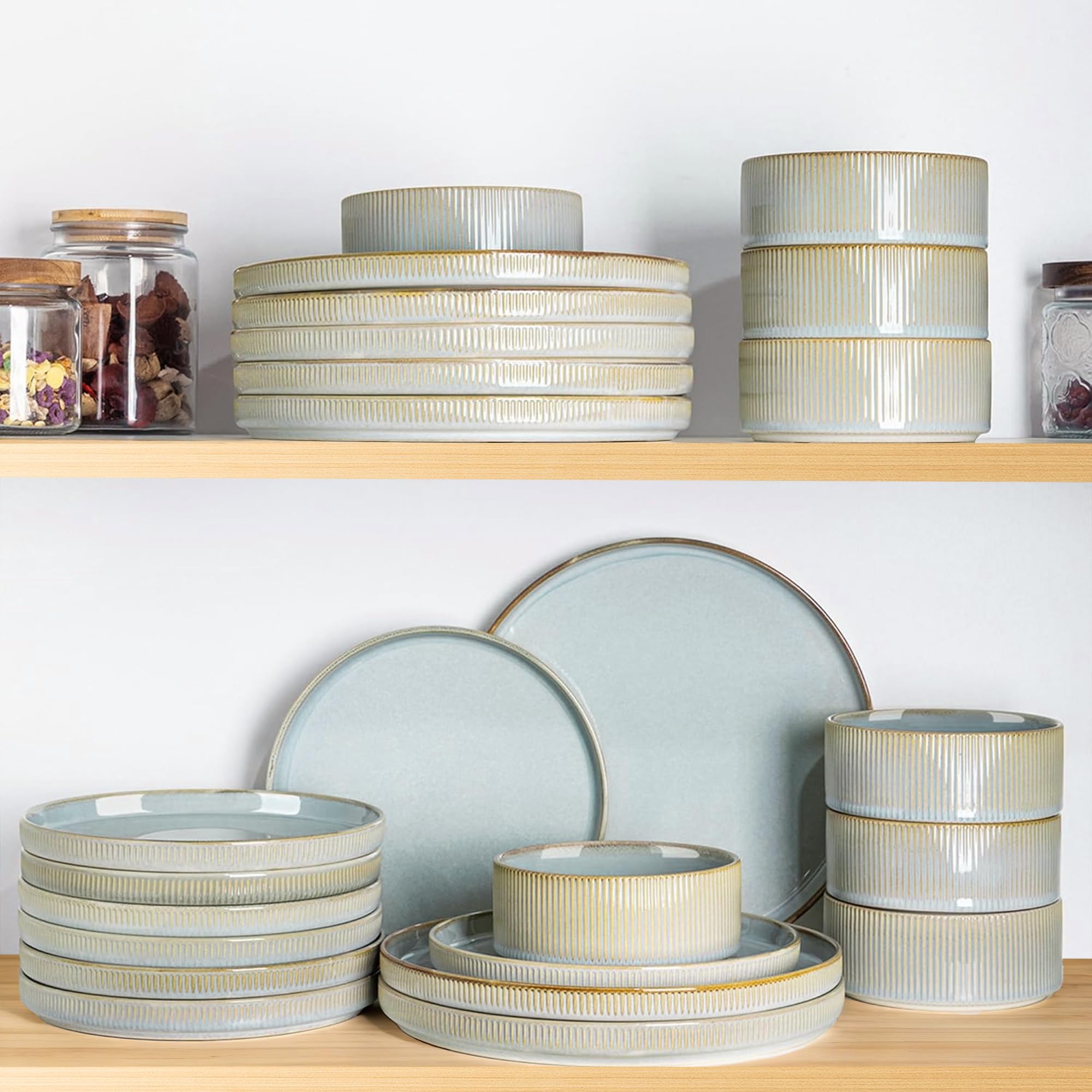 TheTerra Ceramic Dinnerware Sets for 4, 12 Pieces Porcelain Lightweight Speckled Plates and Bowls Sets, Scratch Resistant Dish Set, Oven & Microwave & Dishwasher Safe