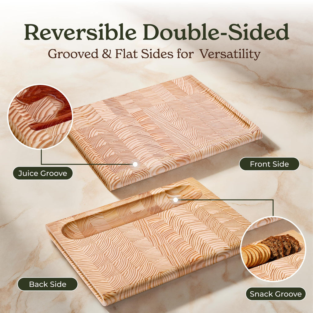 Smirly Non Toxic Larch Cutting Boards for Kitchen [1.2" Thickness][17"Extra Large] Cutting Chopping Board with Deep Juice Groove Heavy Duty & Easy Clean